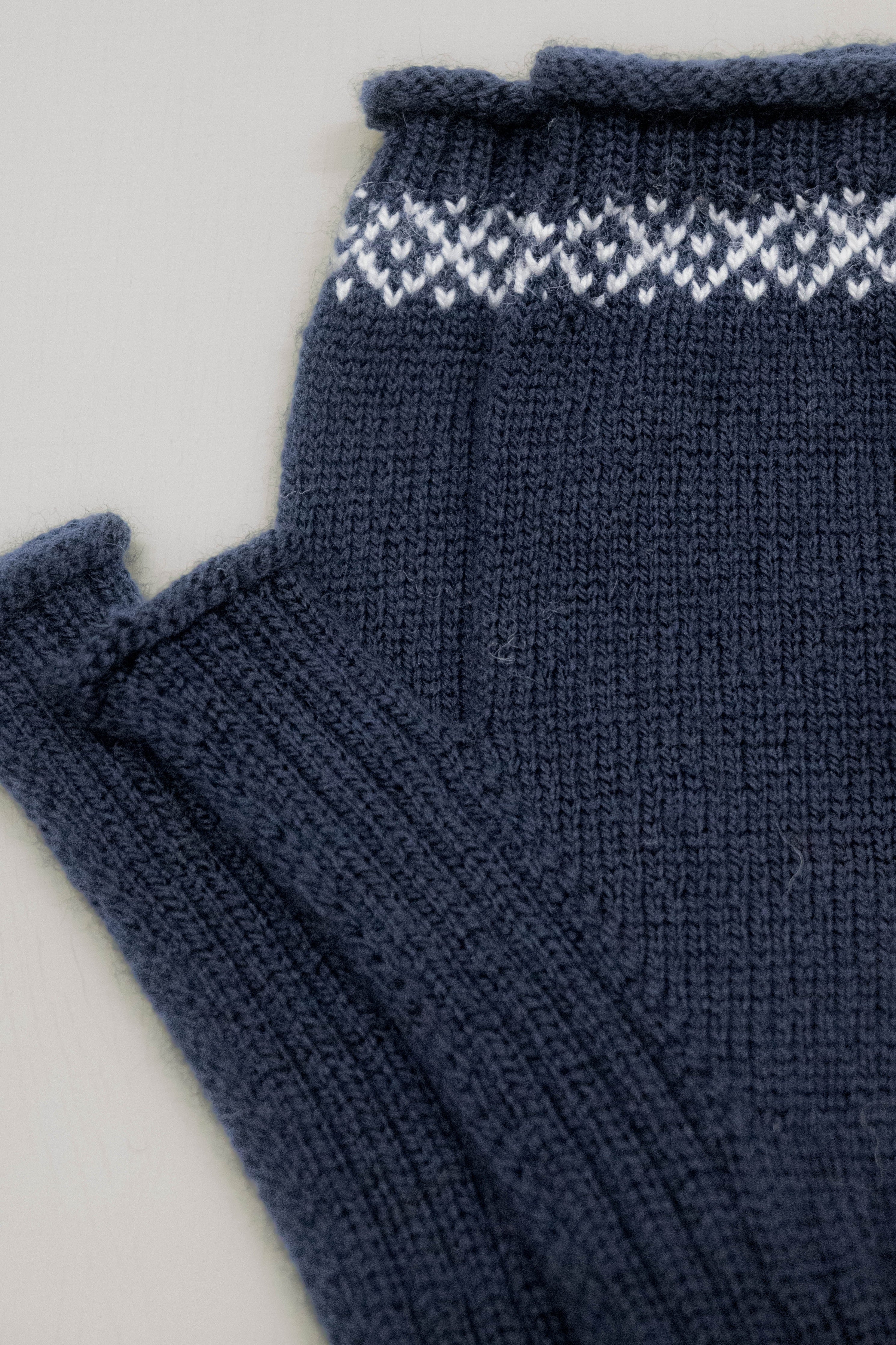 The Nora Mittens in Navy and White