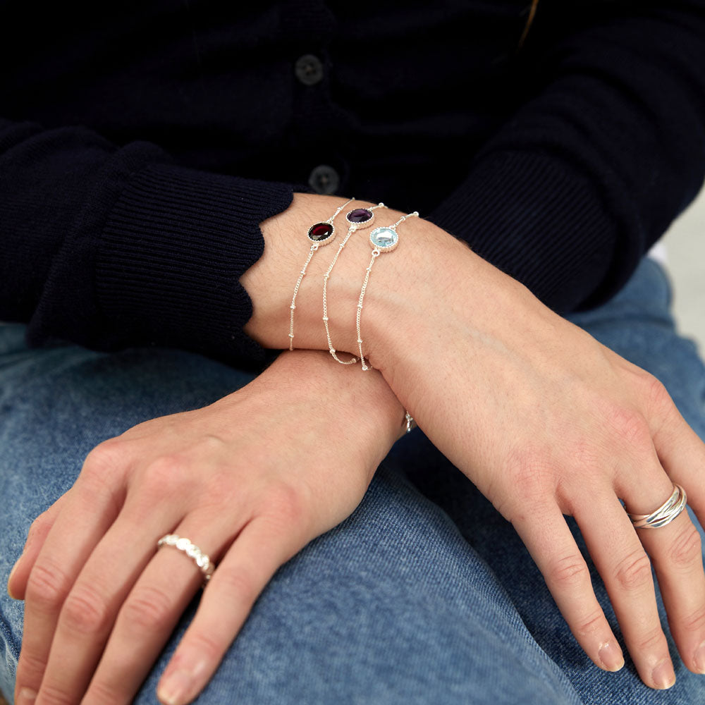Barcelona Birthstone Sterling Silver Bracelet