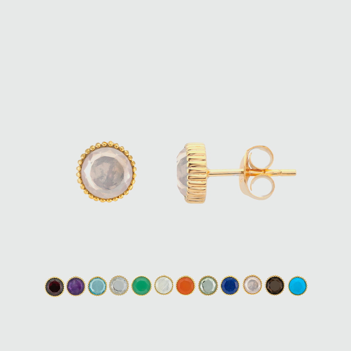 Barcelona Gold Vermeil Birthstone Stud Earrings