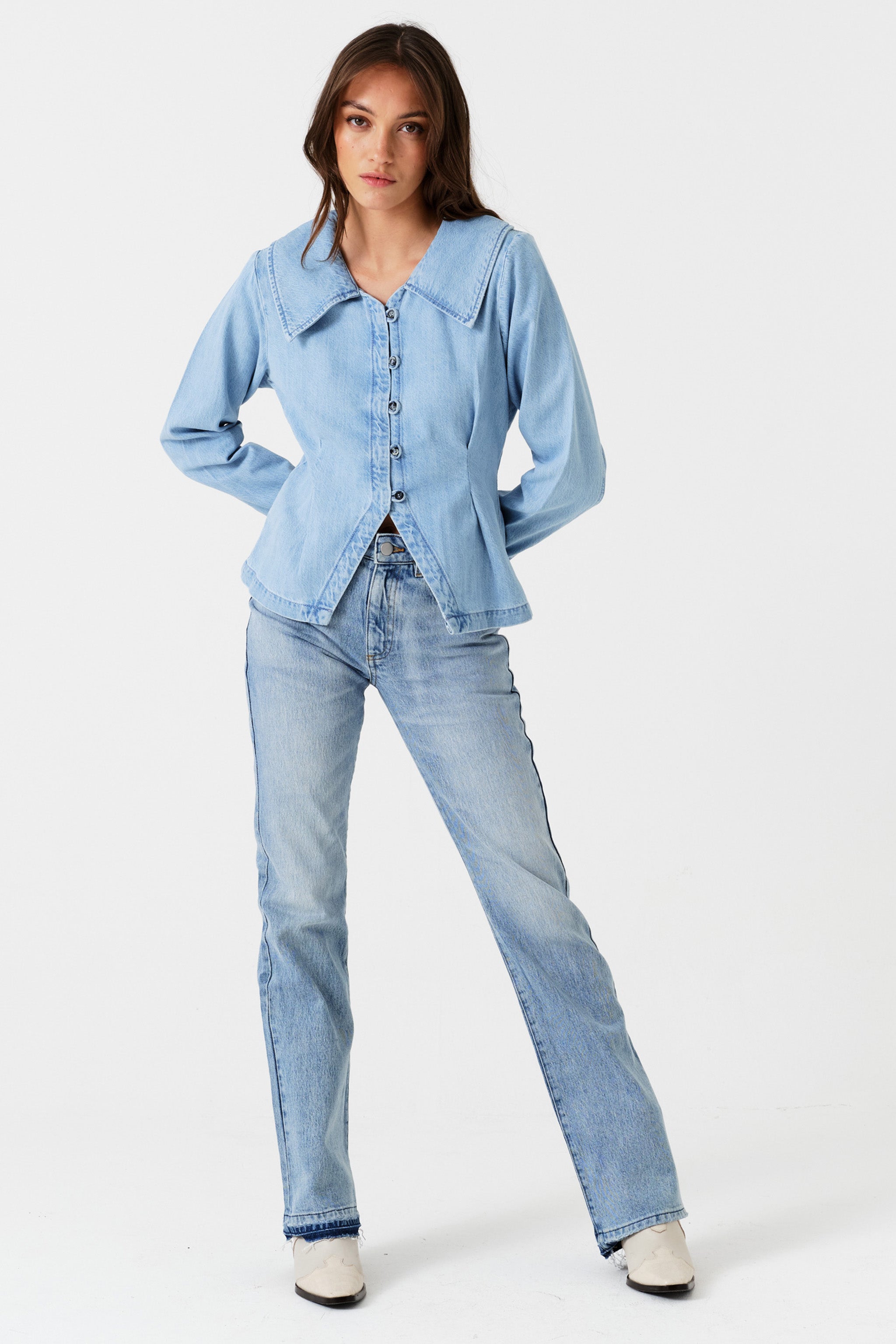 Bette Button Up Denim Shirt in Austin