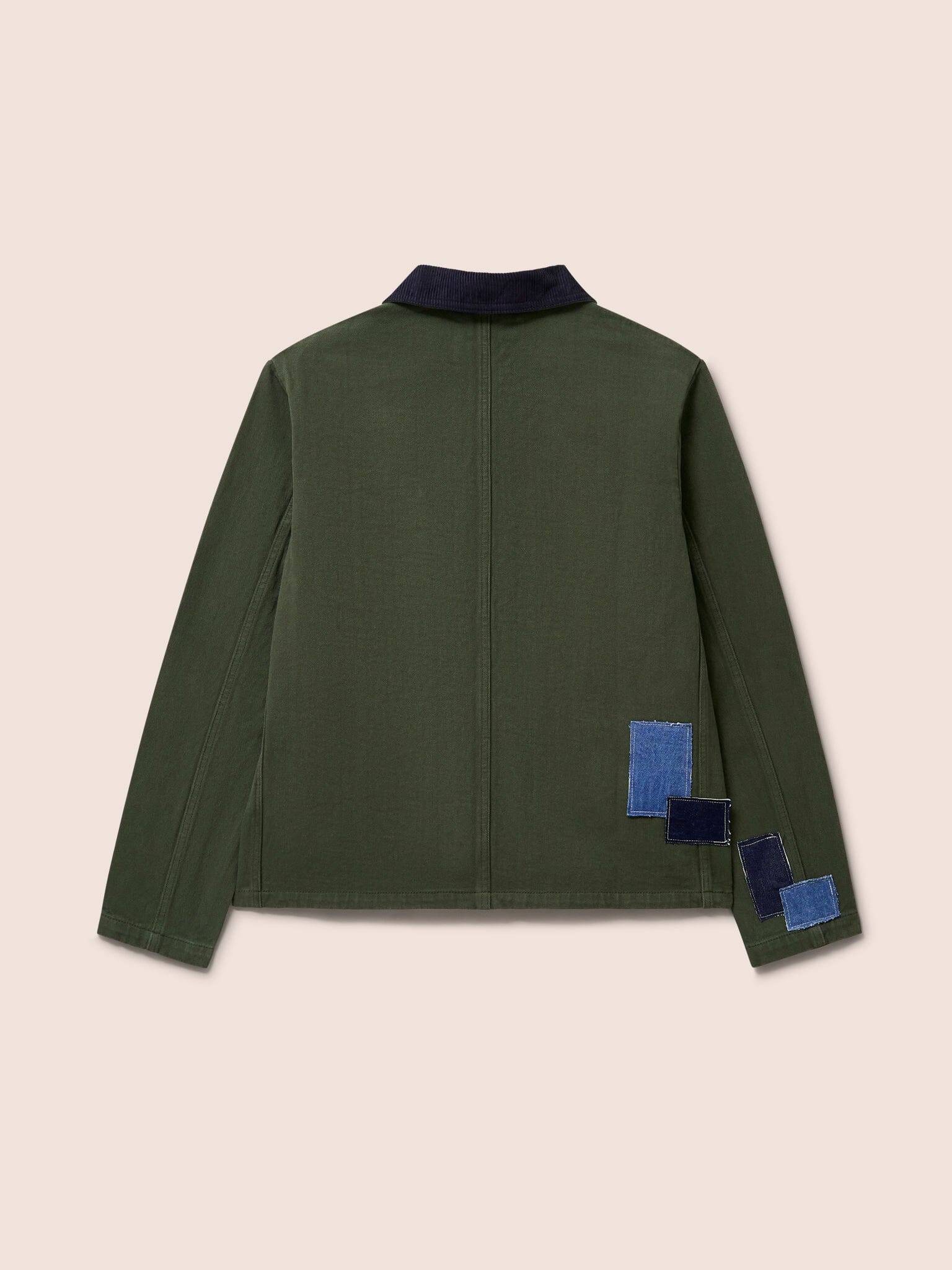 Brecon Cord Collar Patched Chore Jacket in Green