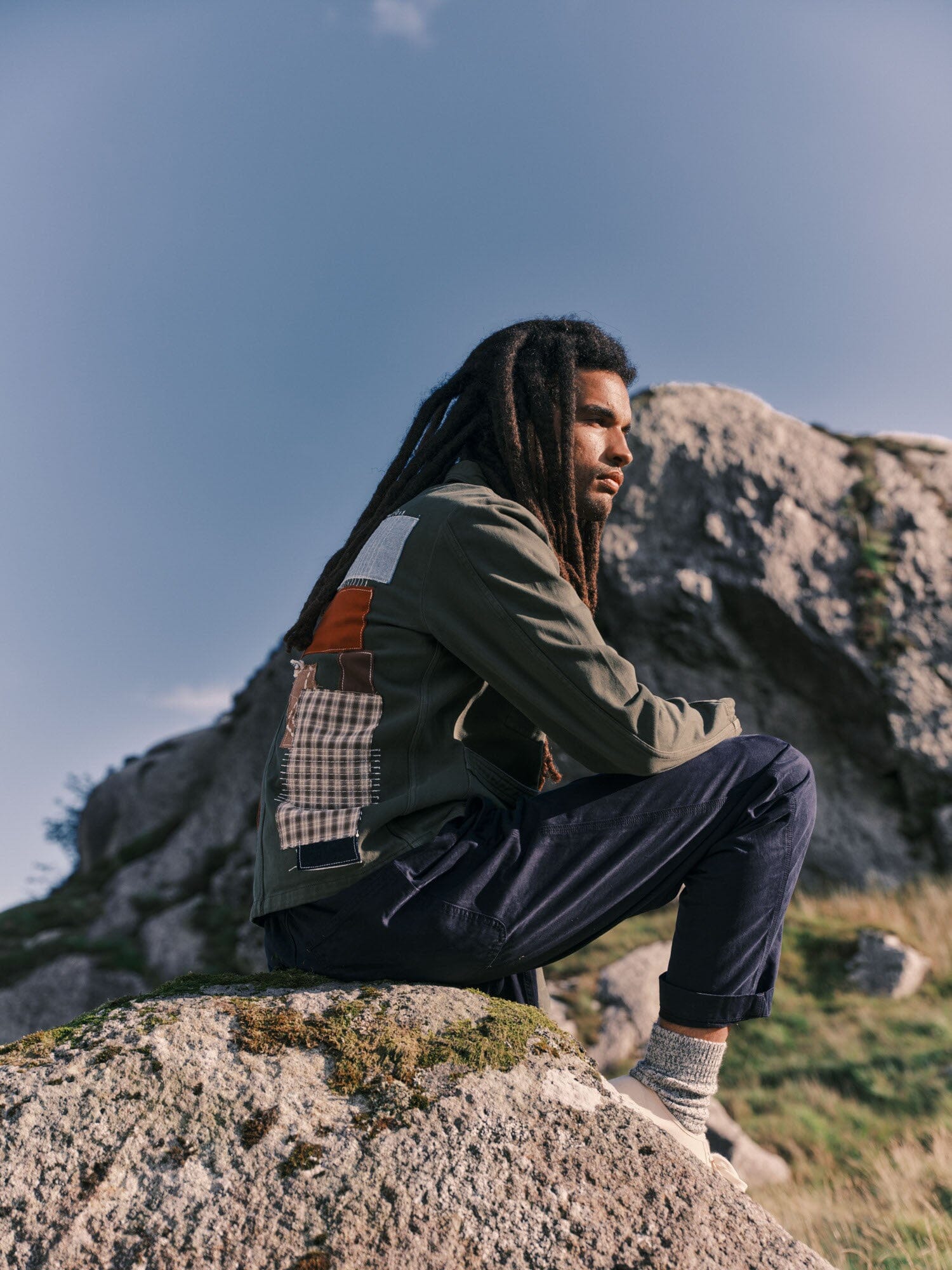 Brecon Cotton Patched Chore Jacket in Green