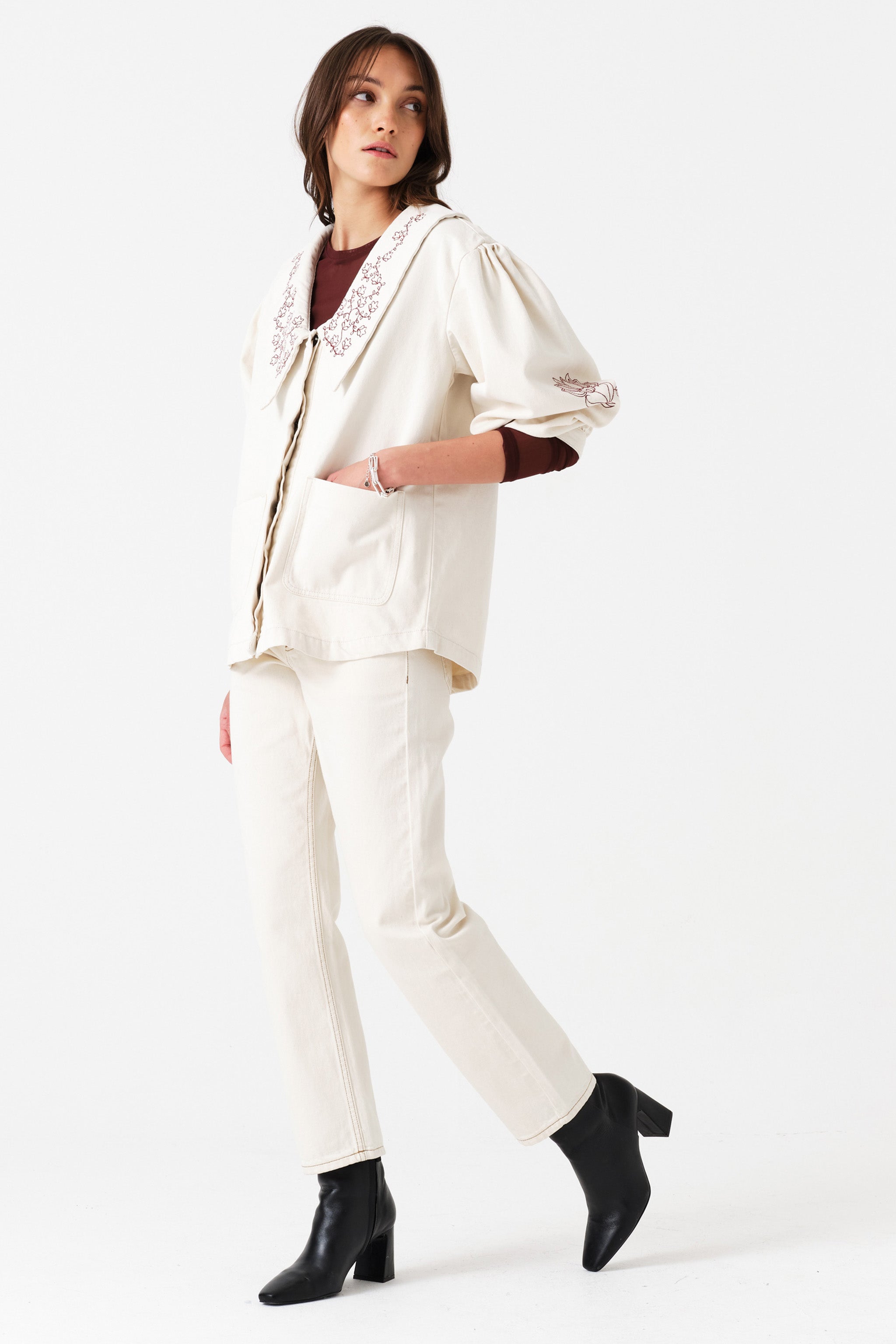 Cara Straight Leg Jean in Ecru