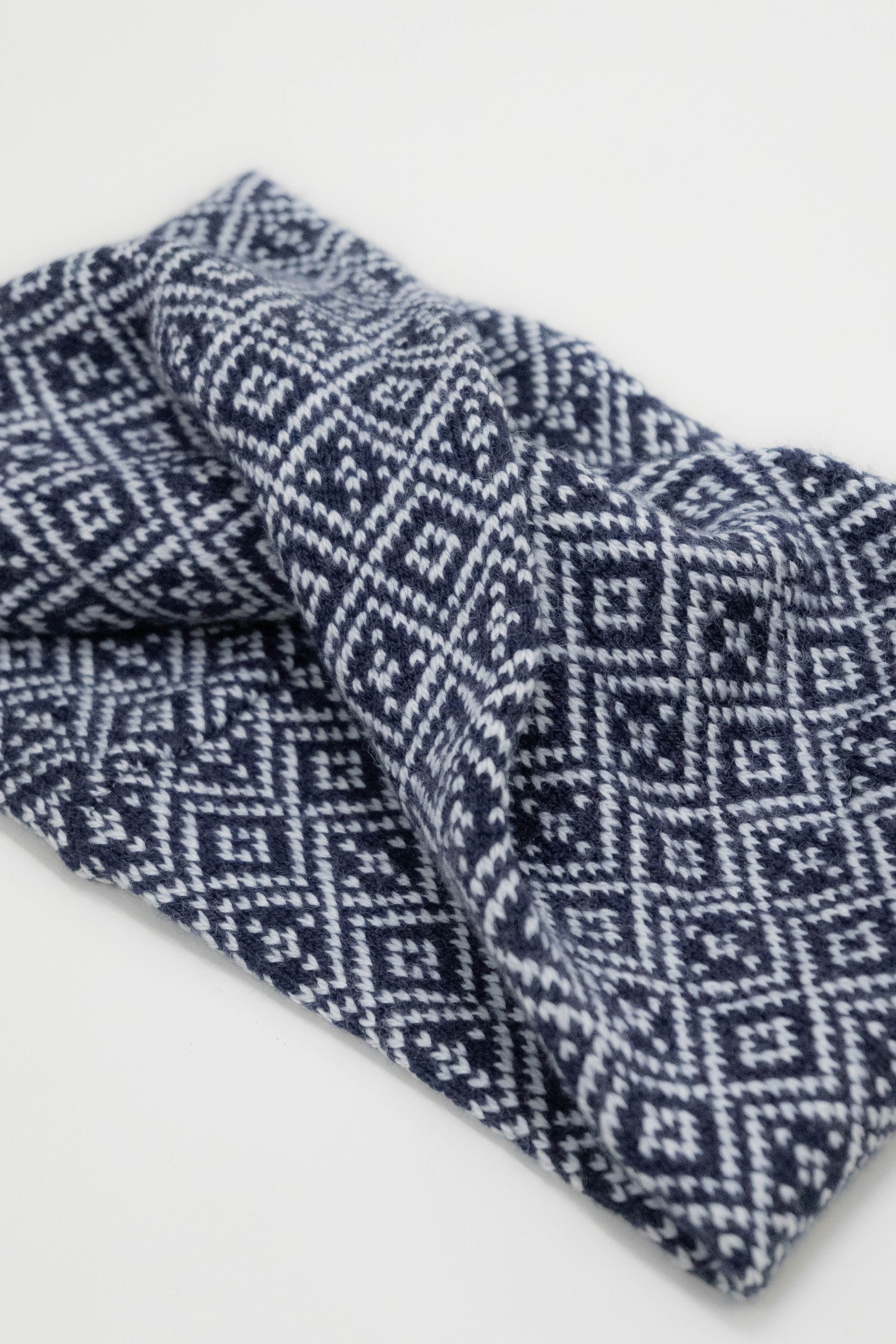 The Nora Merino Headwrap/Cowl in Navy and White