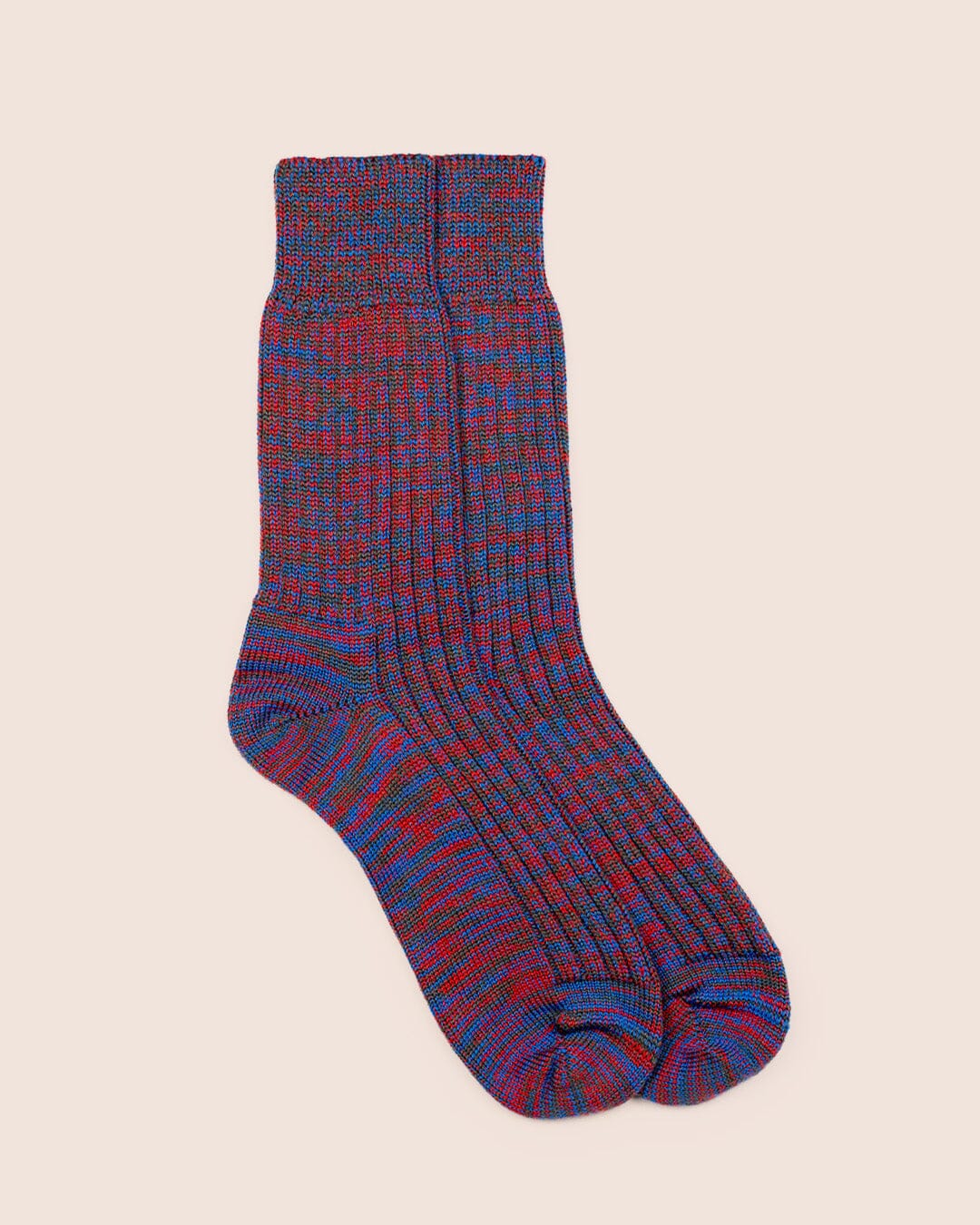 Clayton Made in England Wool Socks in Green/Red Mix
