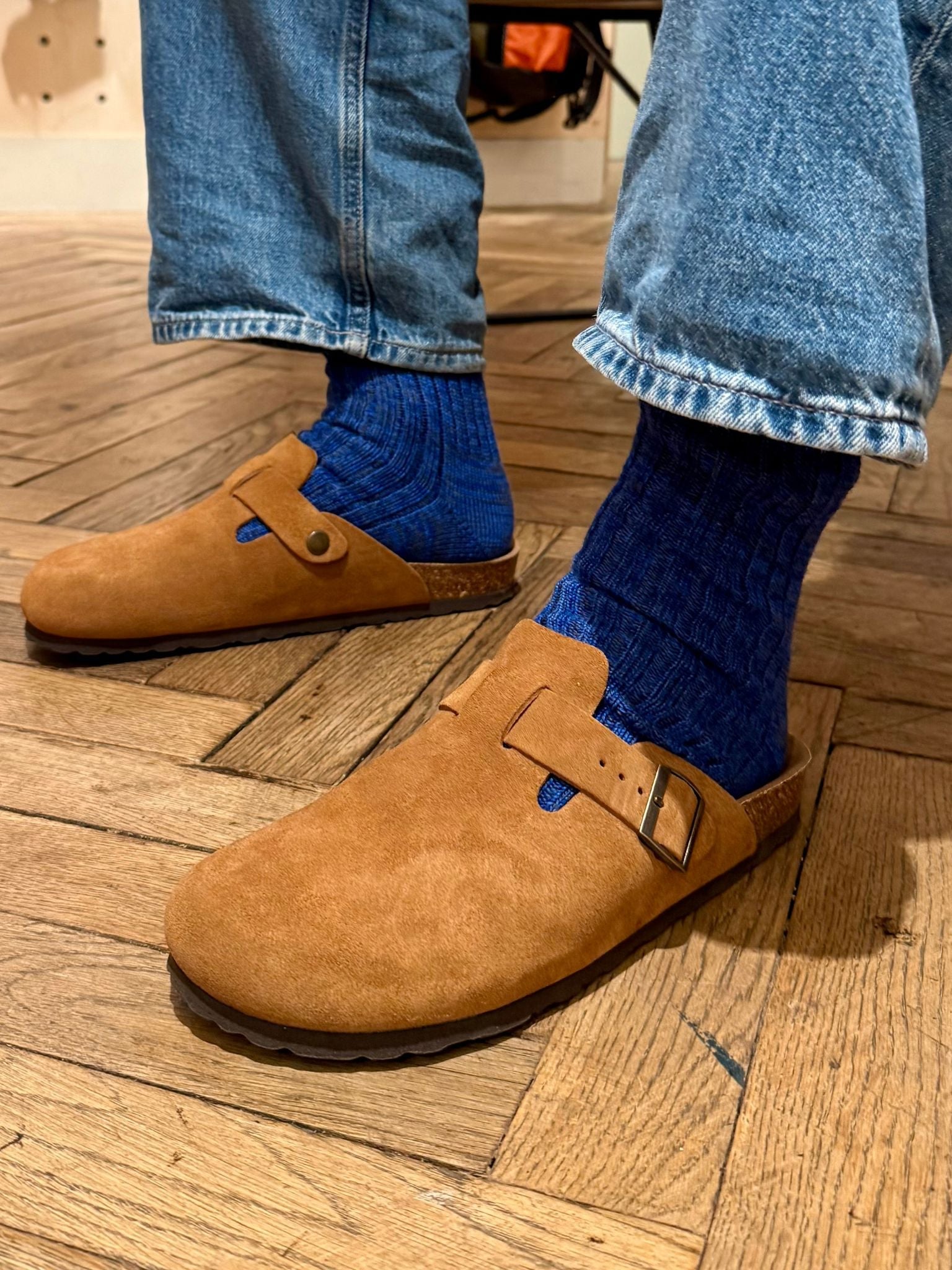 Clayton Made in England Wool Socks in Navy Mix