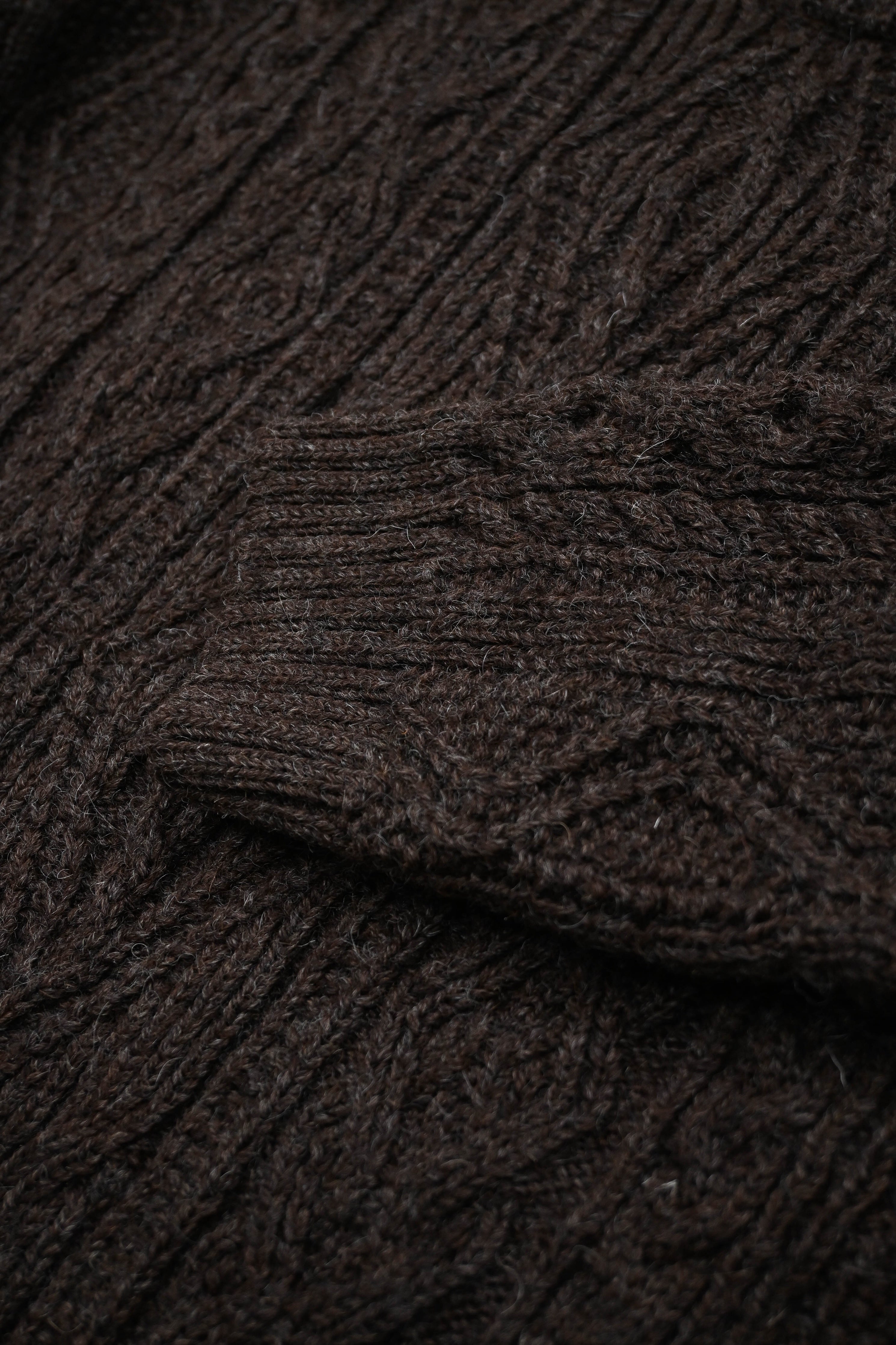 The Freyja British Wool Cable Sweater in Peat