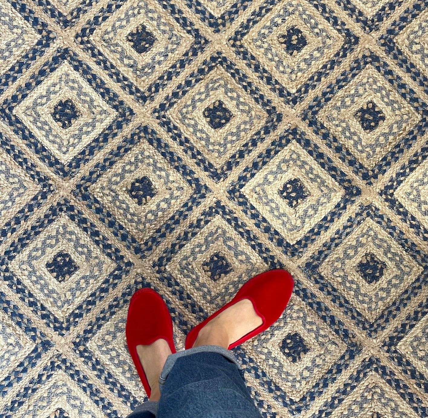 Denim Mosaic Jute Rug