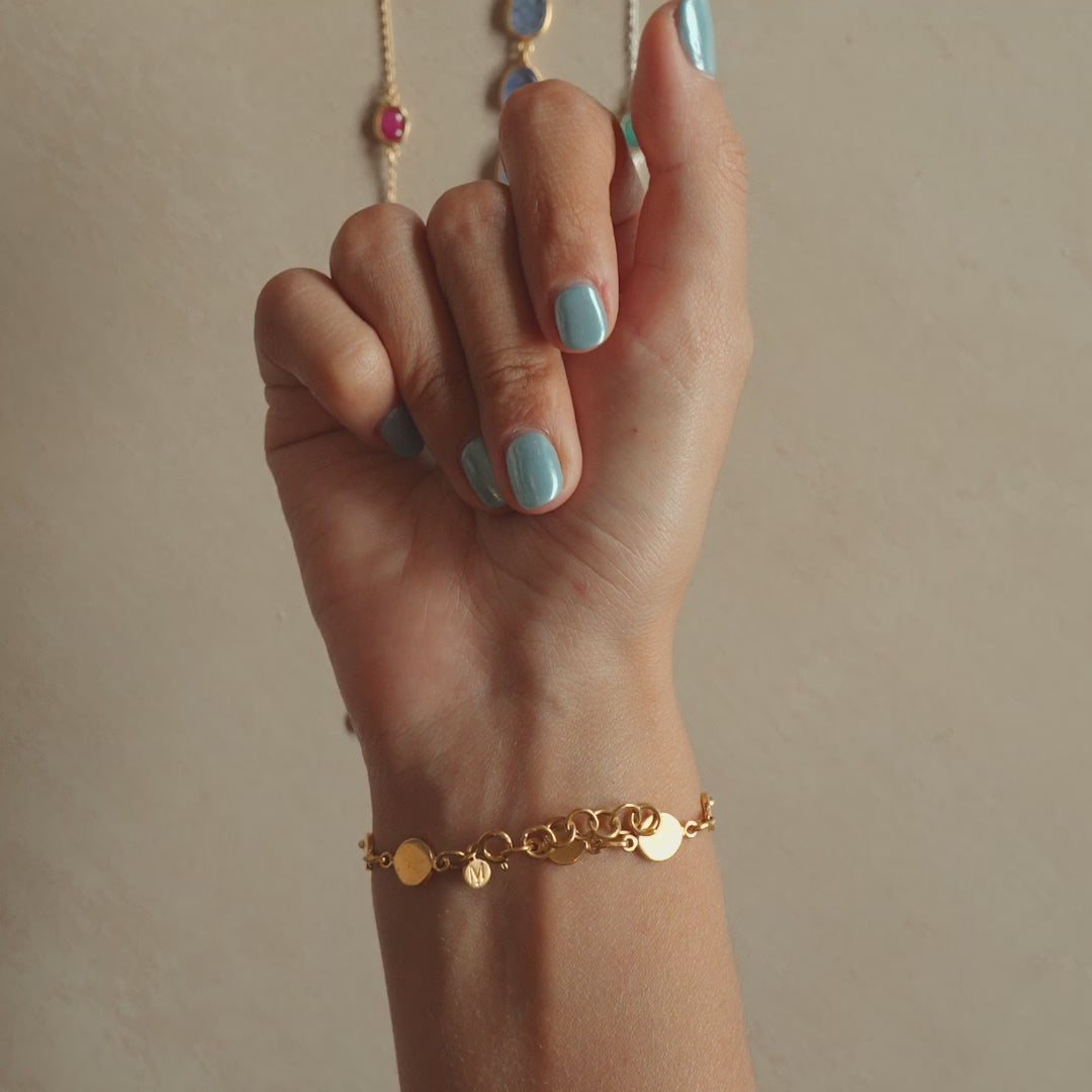 Double Disk Bracelet in Gold