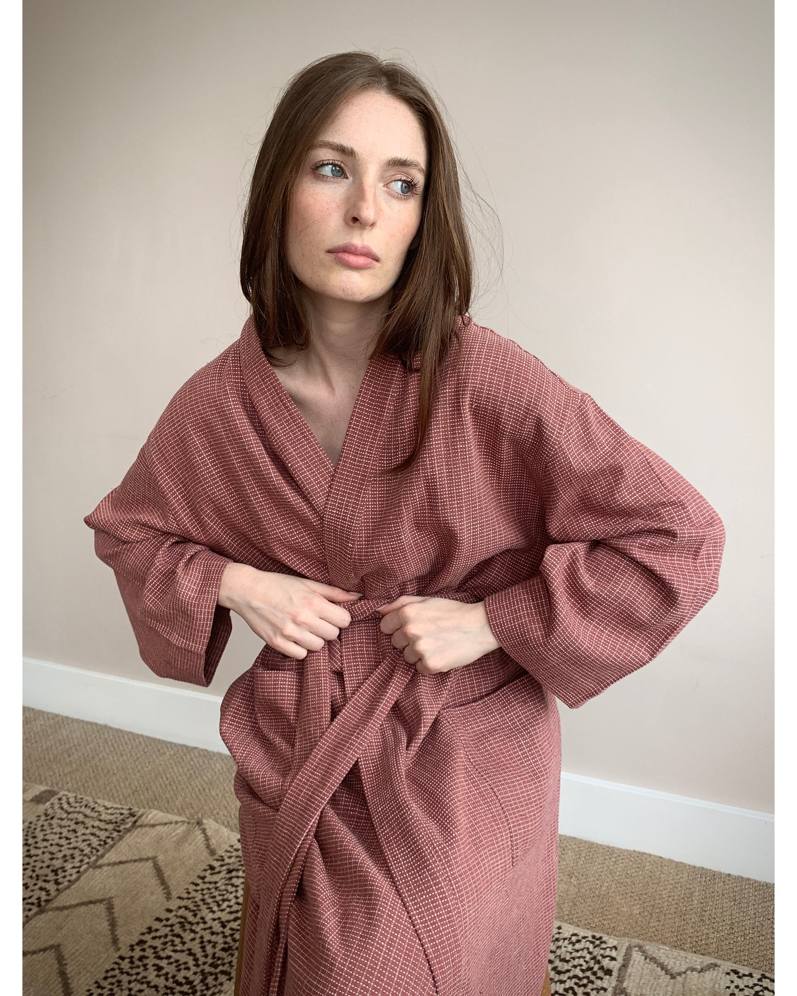noa dressing gown | terracotta