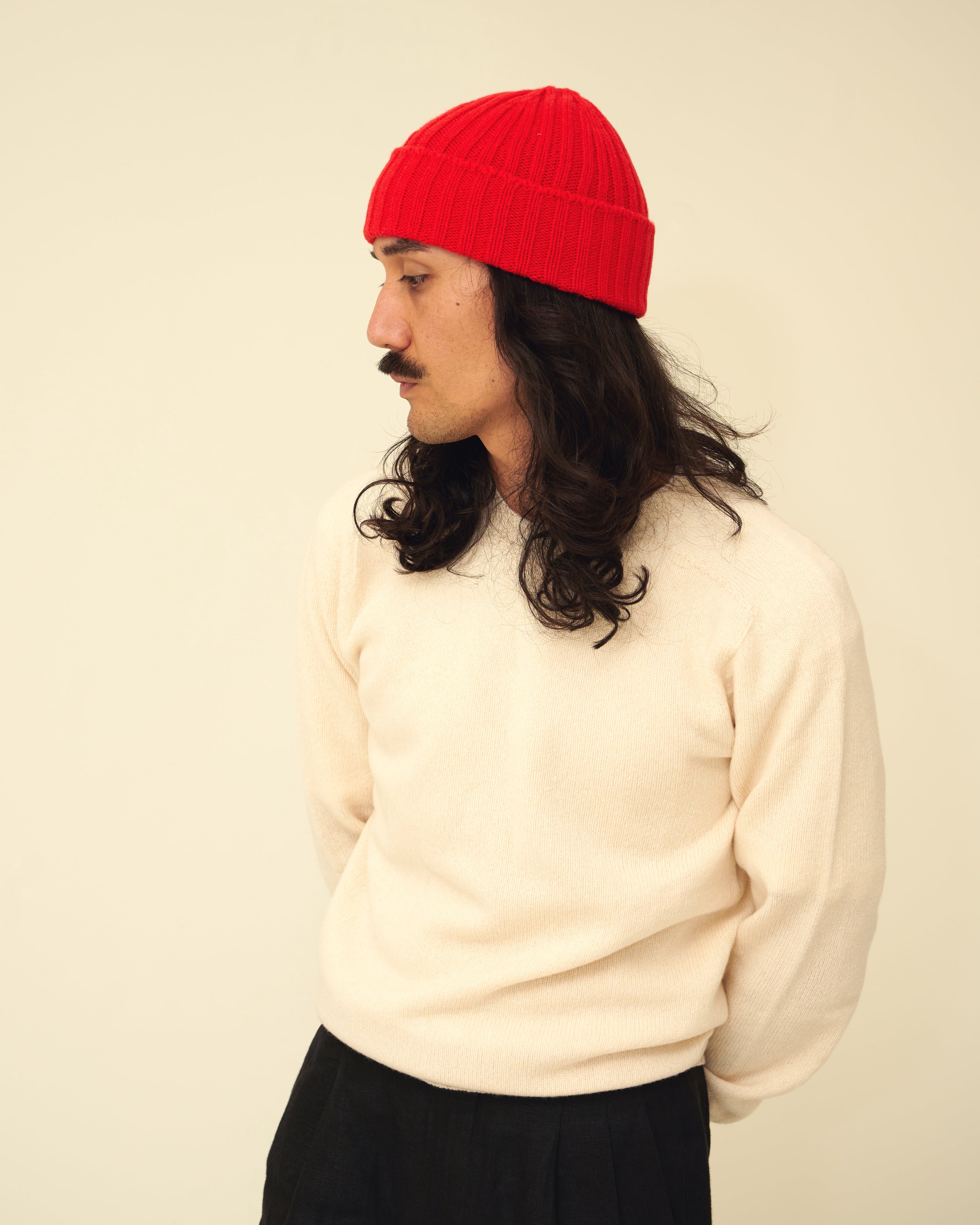 Merino Lambswool Beanie - Poppy Red