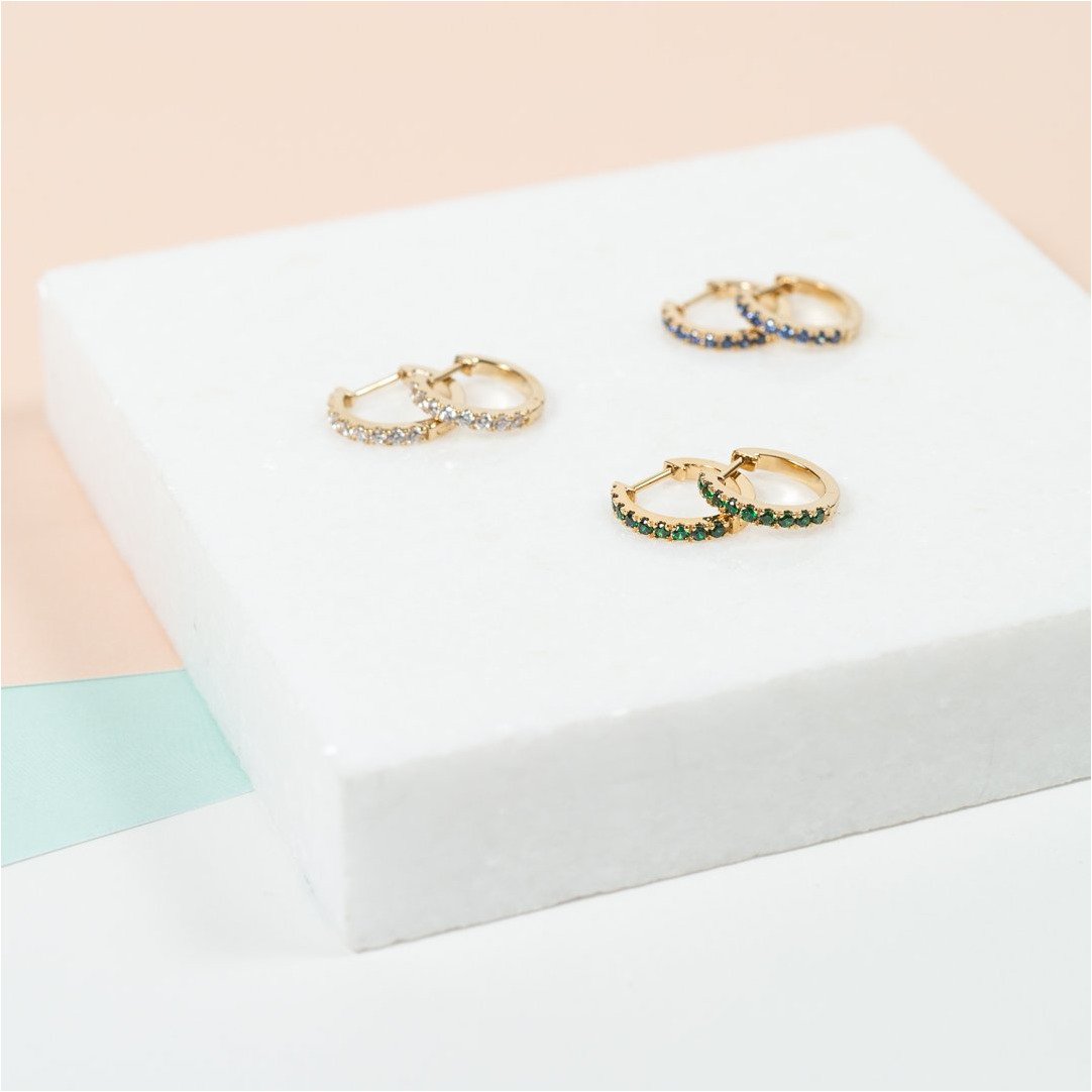 Dovehouse Gold Vermeil & Cubic Zirconia Hoop Earrings