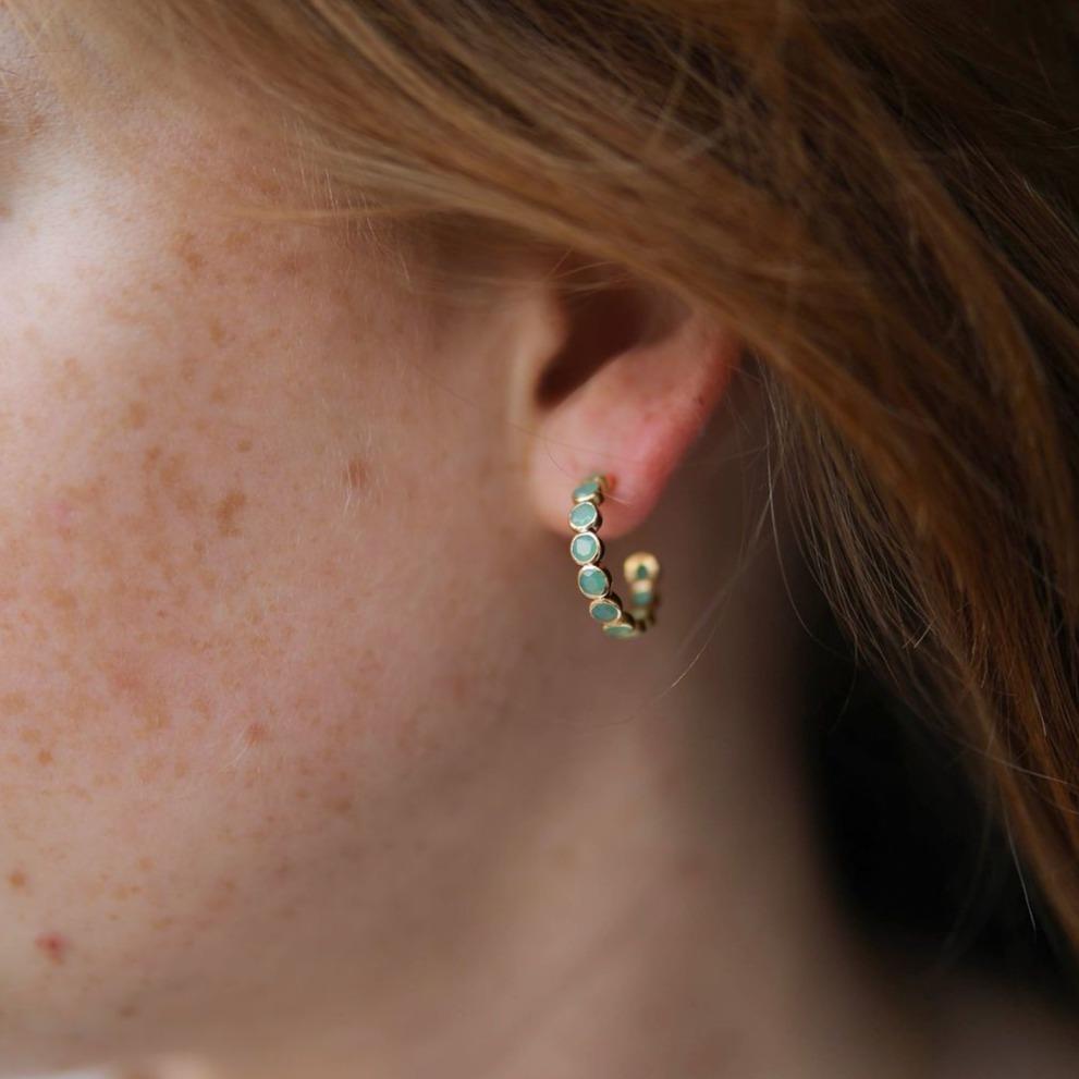 Ortigia Chrysoprase and Gold Vermeil Hoop Earrings