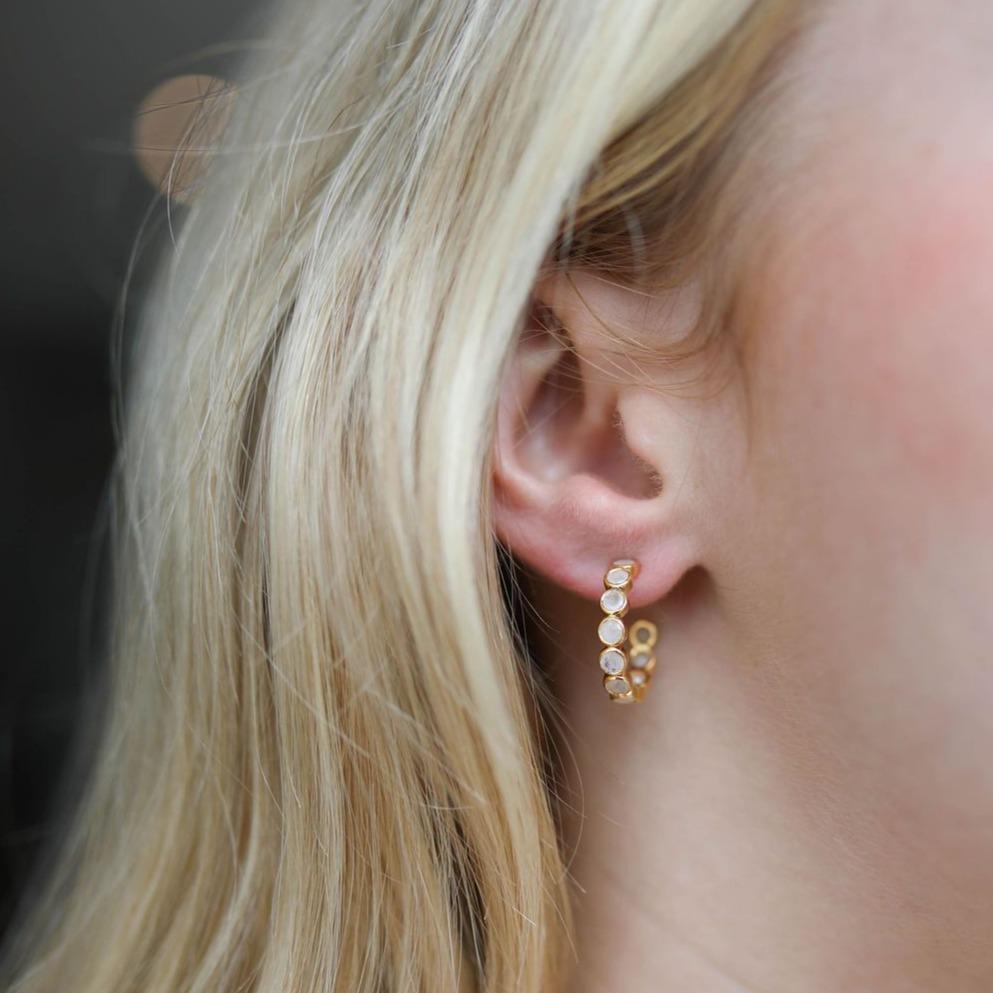 Ortigia Moonstone and Gold Vermeil Hoop Earrings