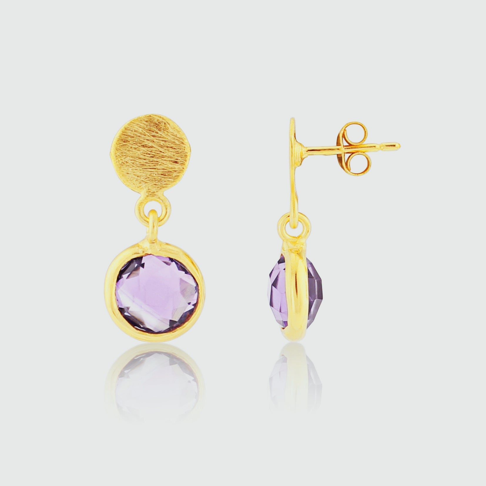Salina Amethyst and Gold Vermeil Disc Earrings