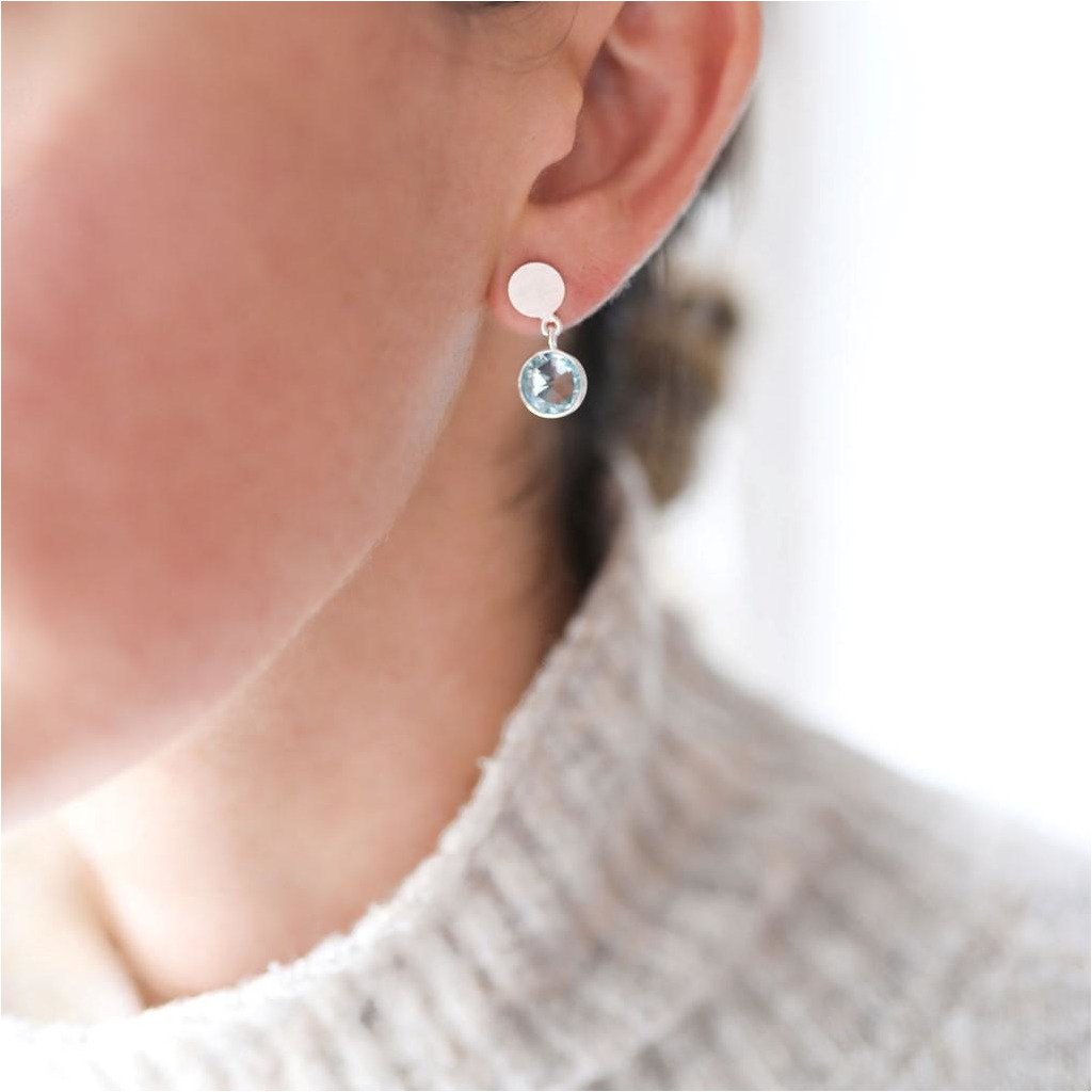 Salina Blue Topaz and Sterling Silver Disc Earrings