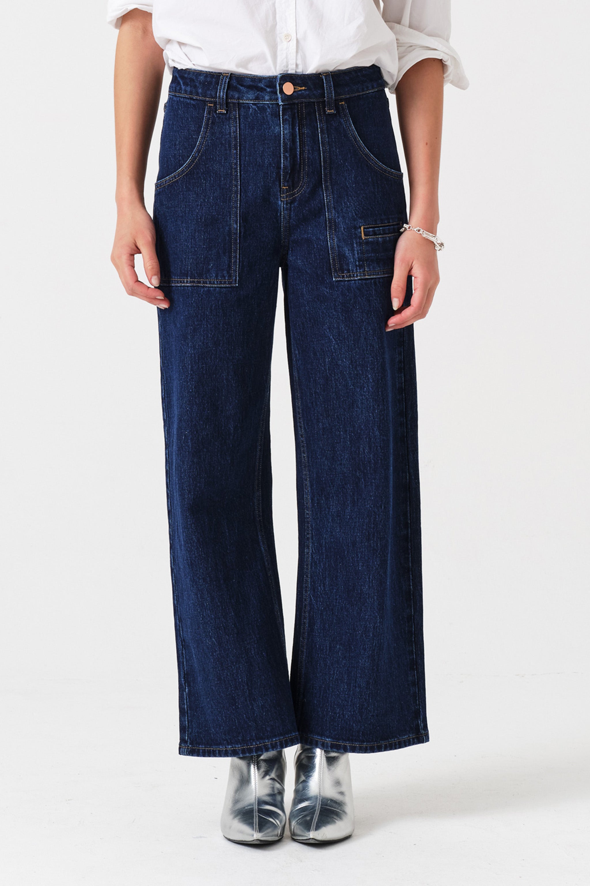 Eden Cropped Wide Leg Jean in Americana