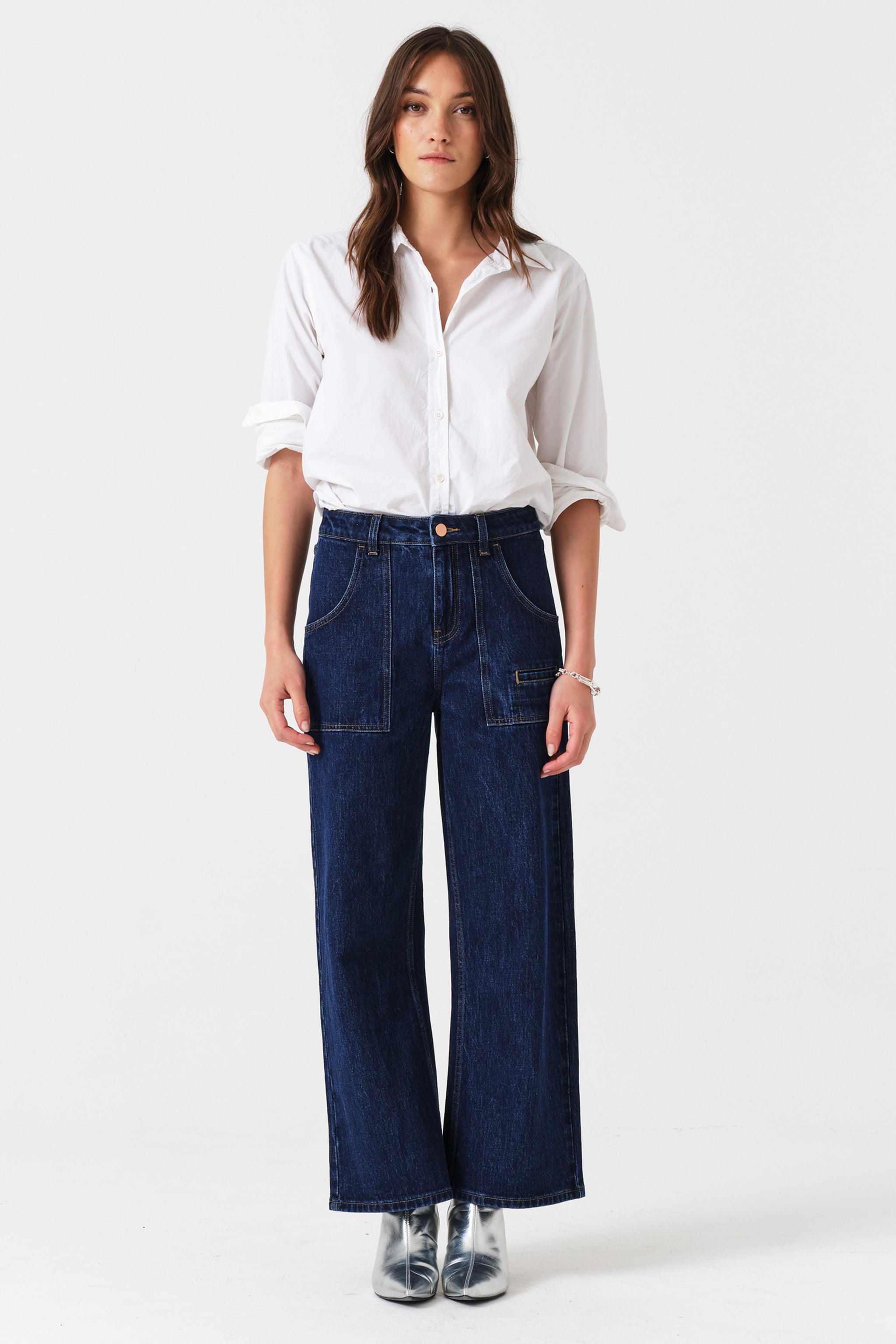 Eden Cropped Wide Leg Jean in Americana