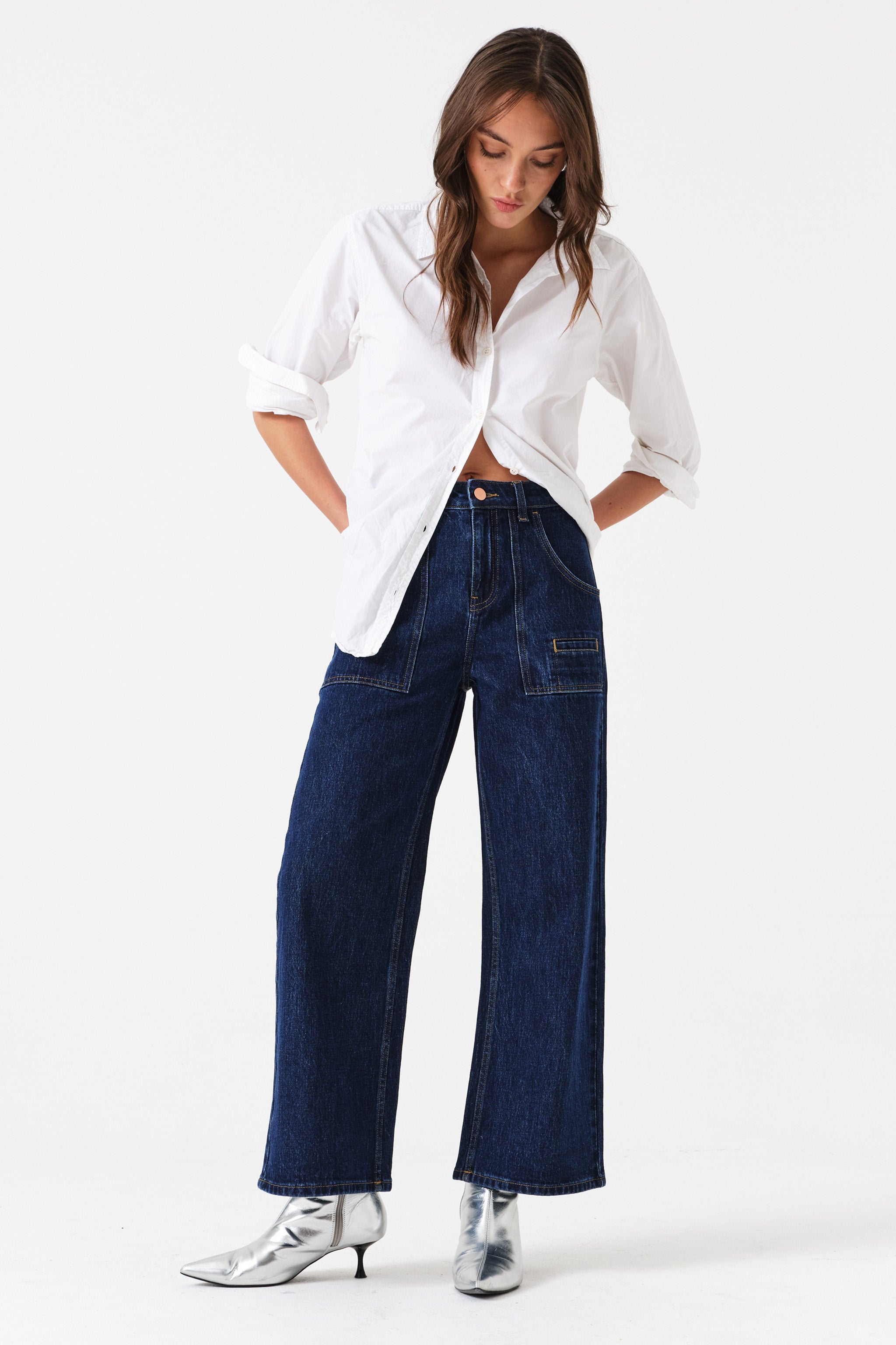 Eden Cropped Wide Leg Jean in Americana