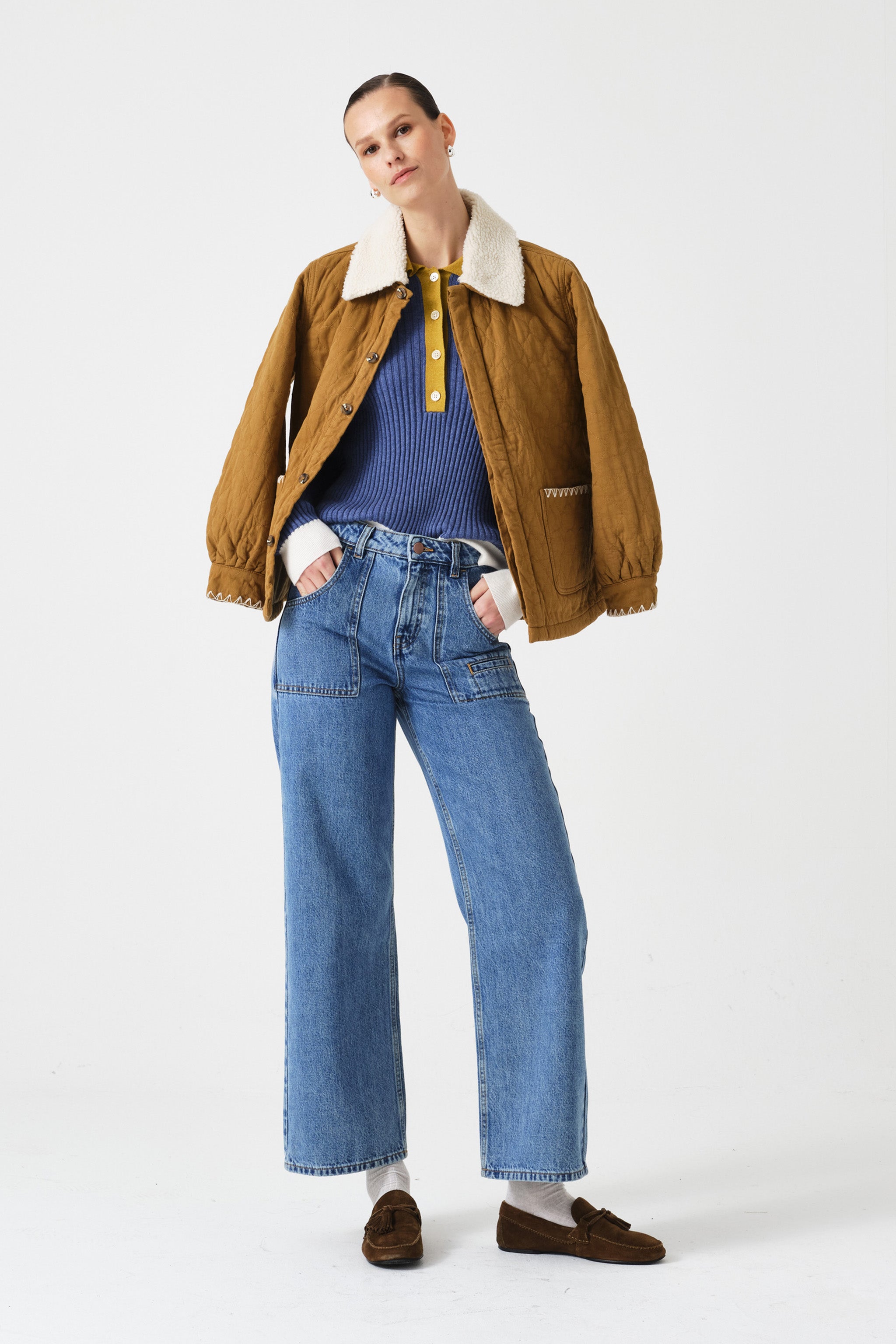 Eden Cropped Wide Leg Jean in Newport