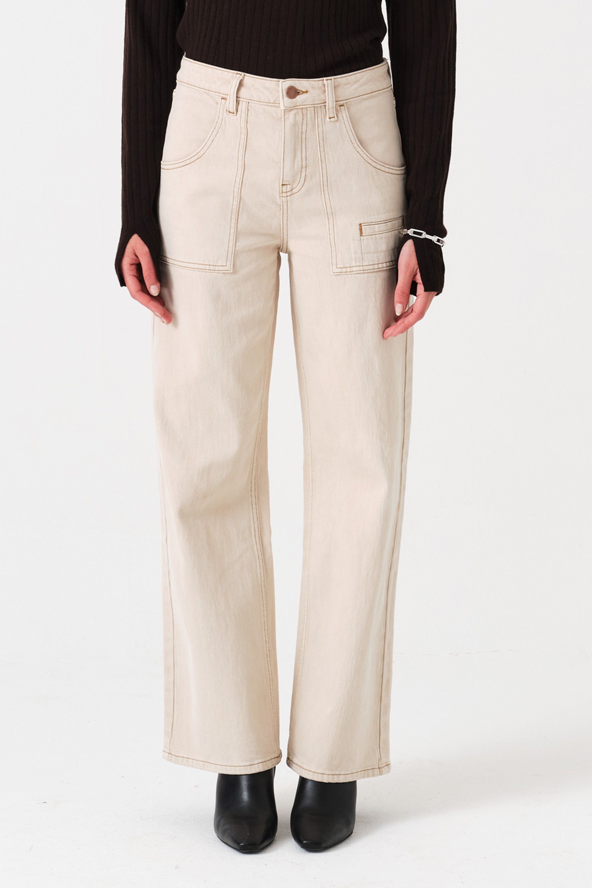 Eden Wide Leg Jean in Pebble