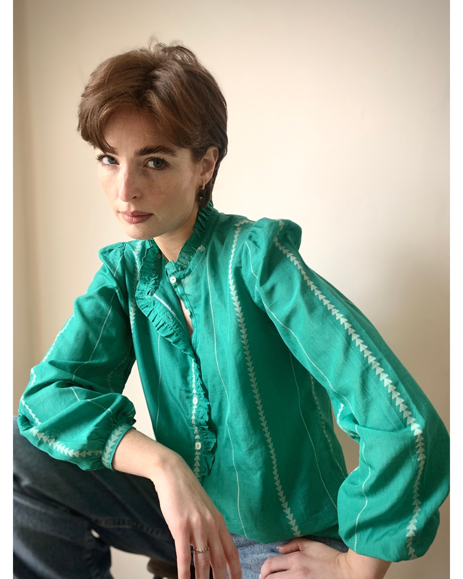 nina blouse | emerald