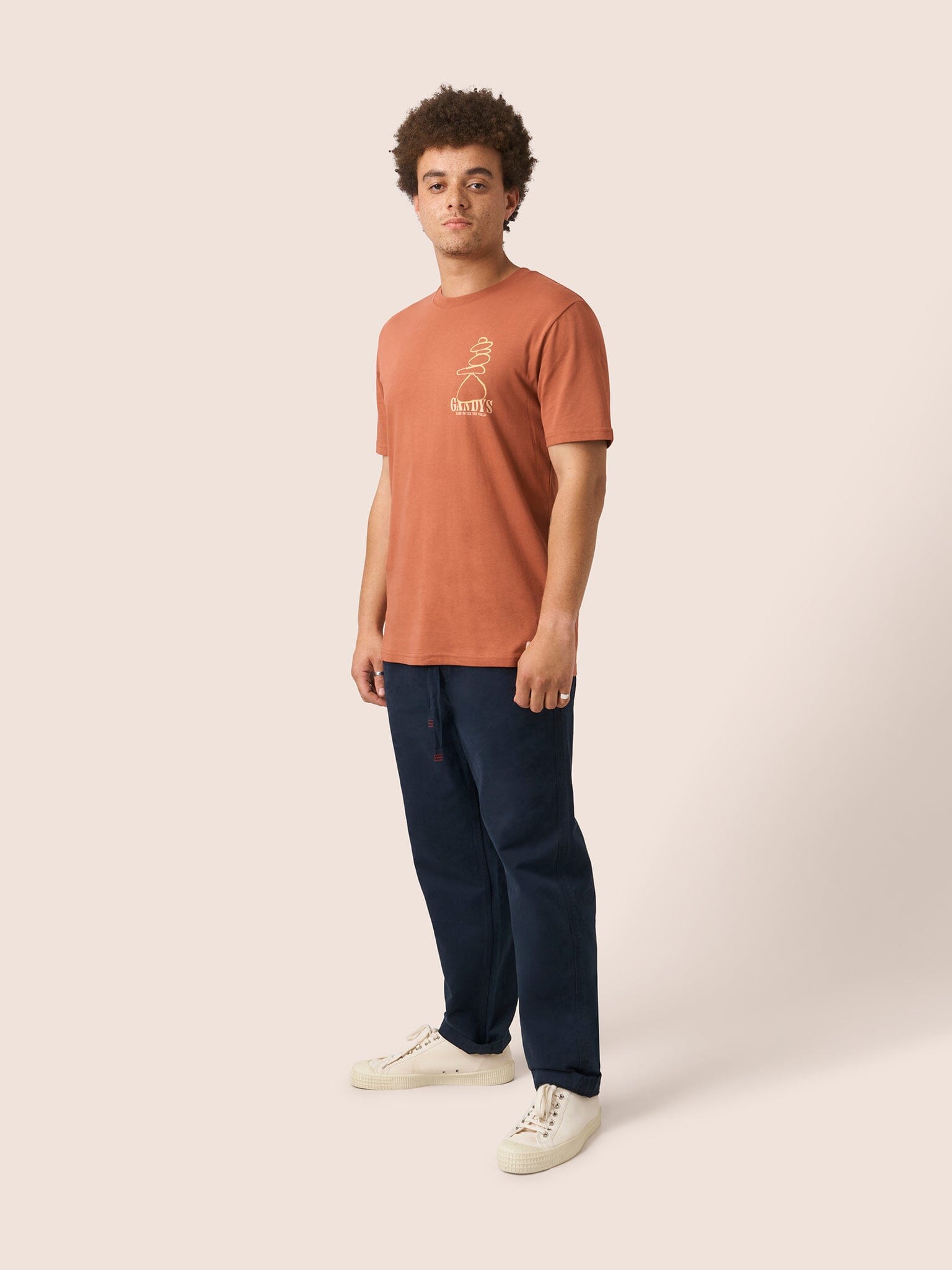 Glencoe Organic Cotton Pebble T-Shirt in Brown