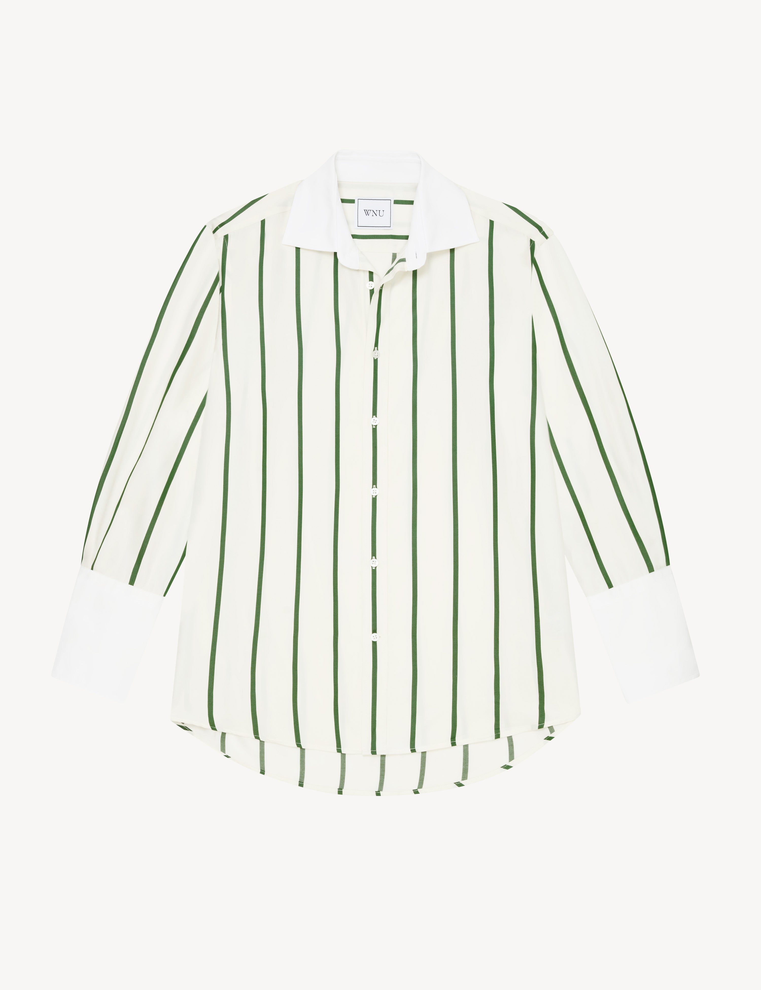 The Boyfriend Exaggerated Cuff: Tencel, Green Stripe