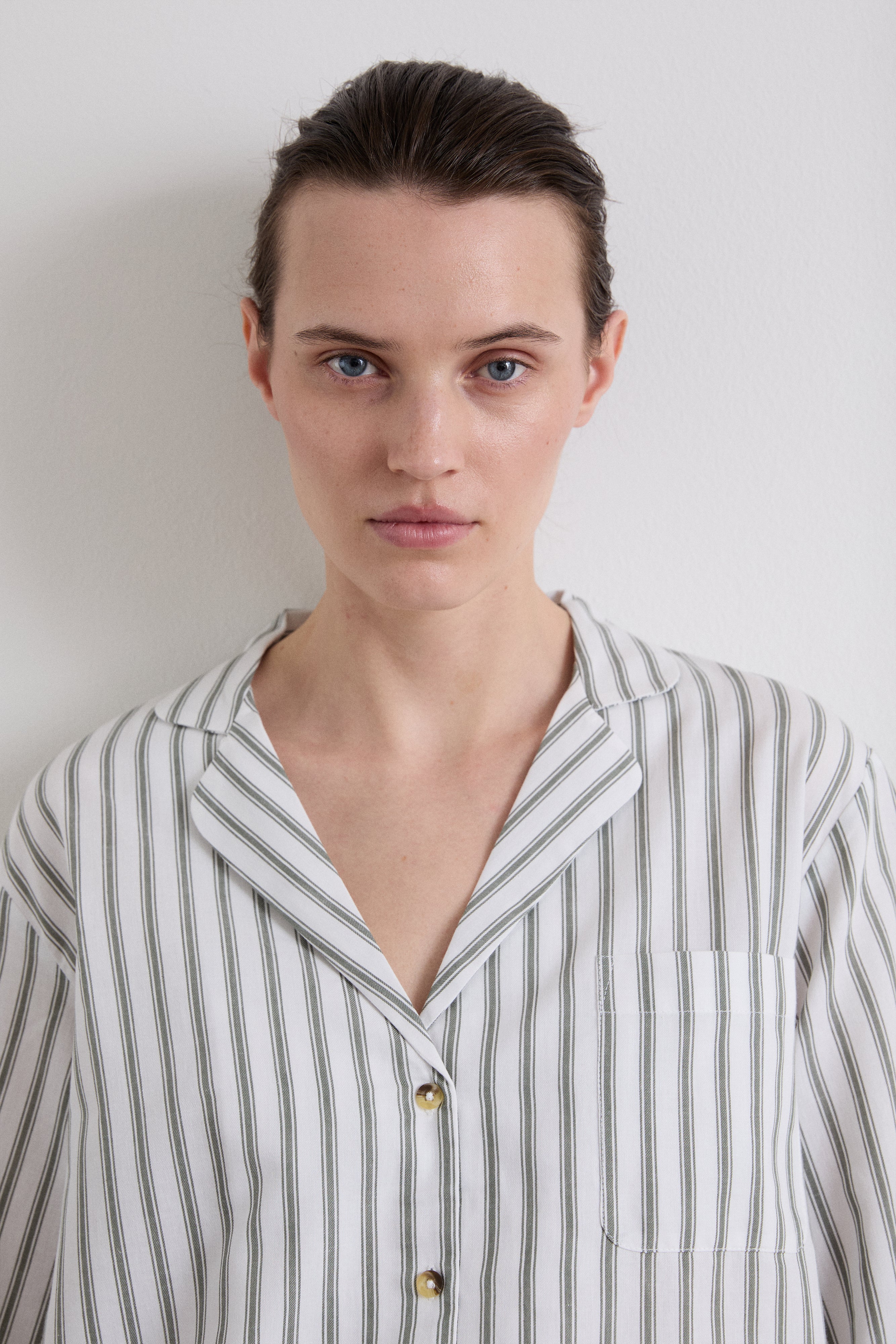 Relaxed Green Ticking Stripe Pyjama Set