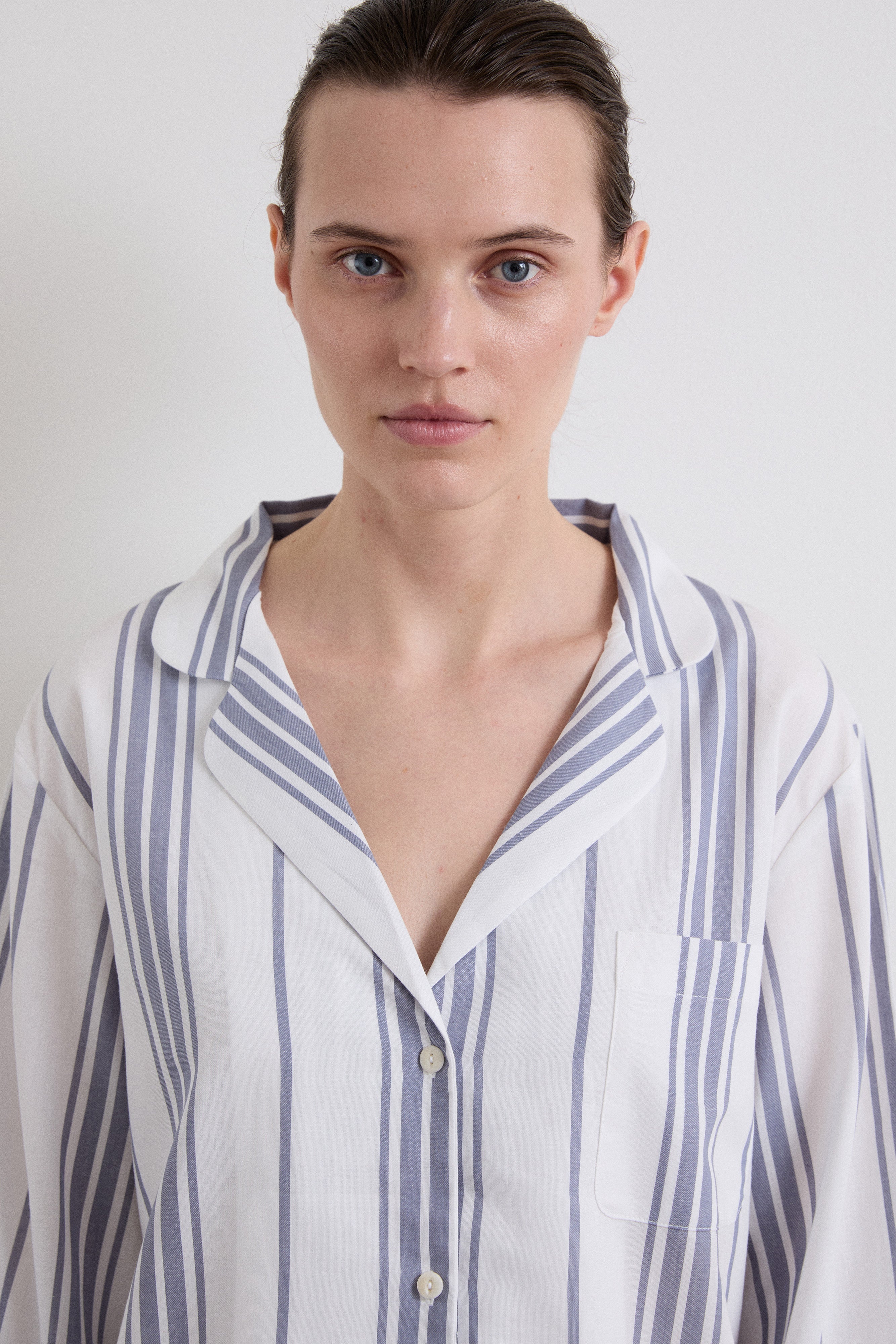 Classic Slate Blue Stripe Pyjama Set