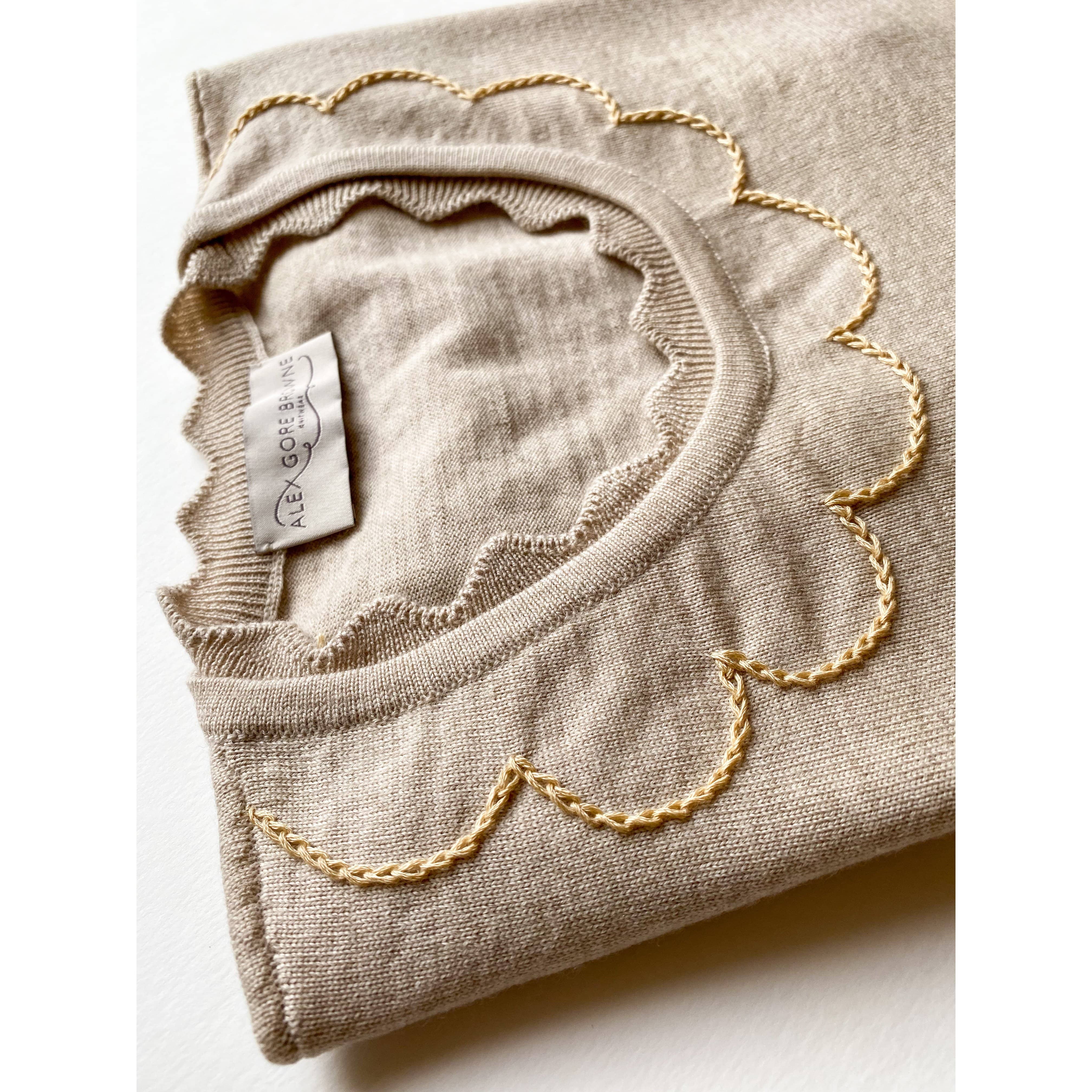 Scallop Collar Sweater - Beige