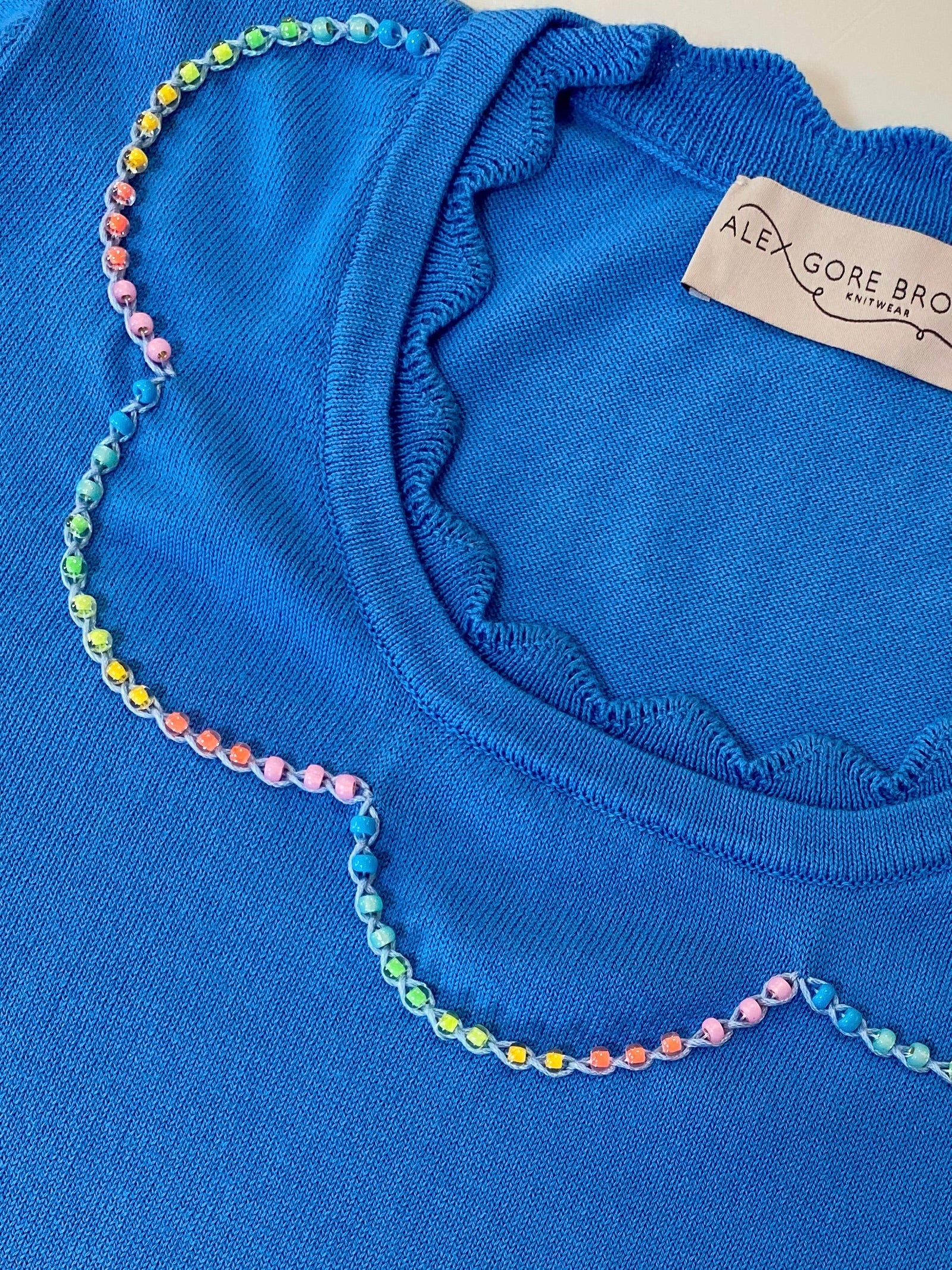 Cotton Rainbow Sprinkles Sweater - Cornflower Blue