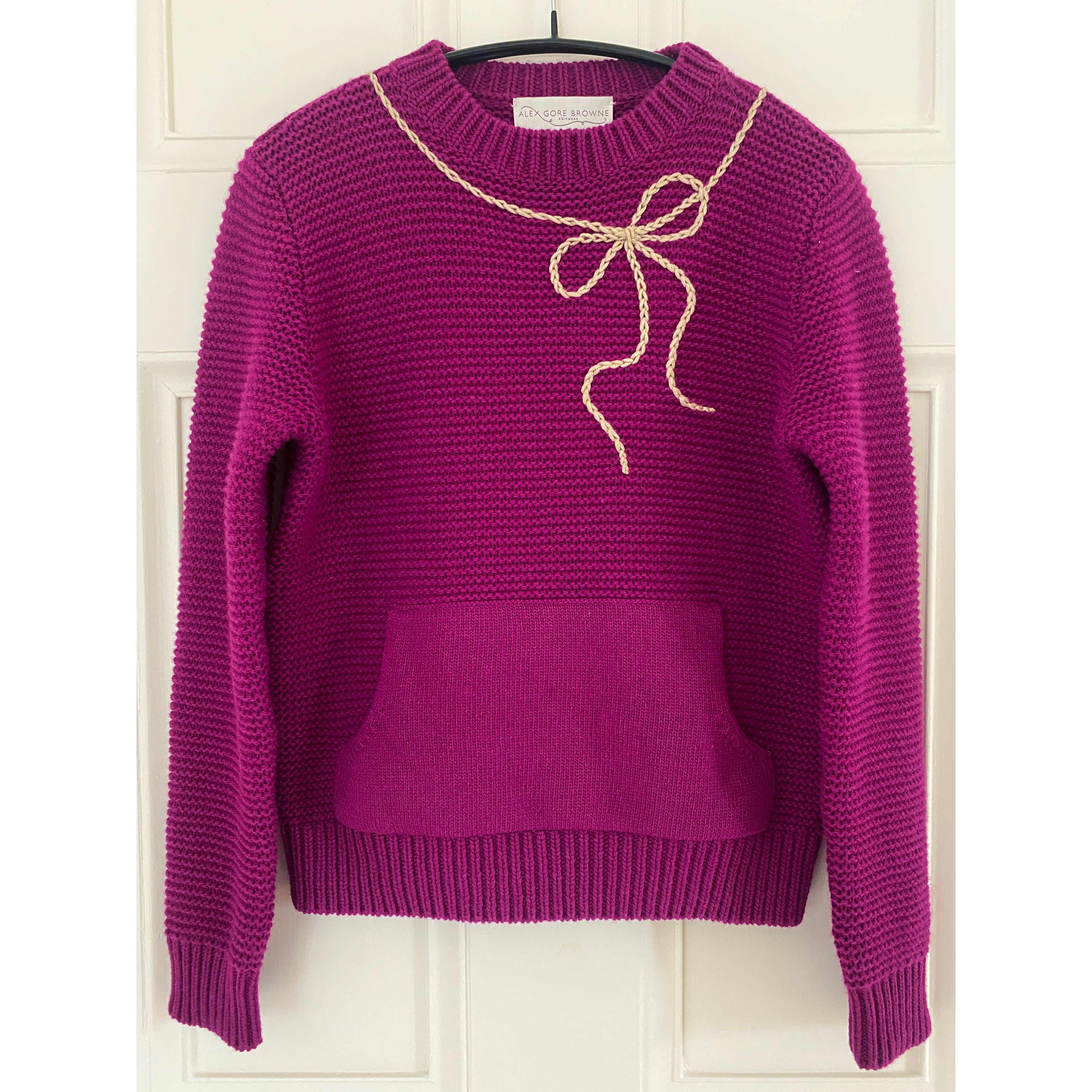 Saturday Sweater With Shoe Lace Bow - Cerise