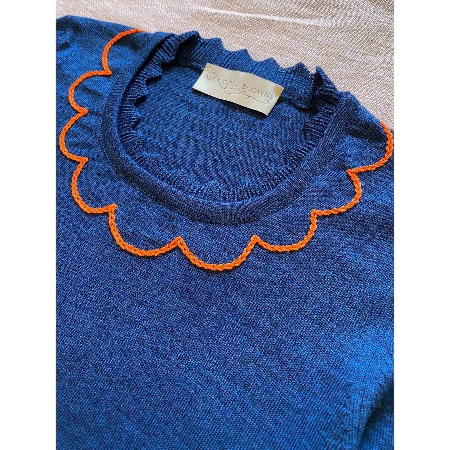 Scallop Collar Sweater - Petrol Blue