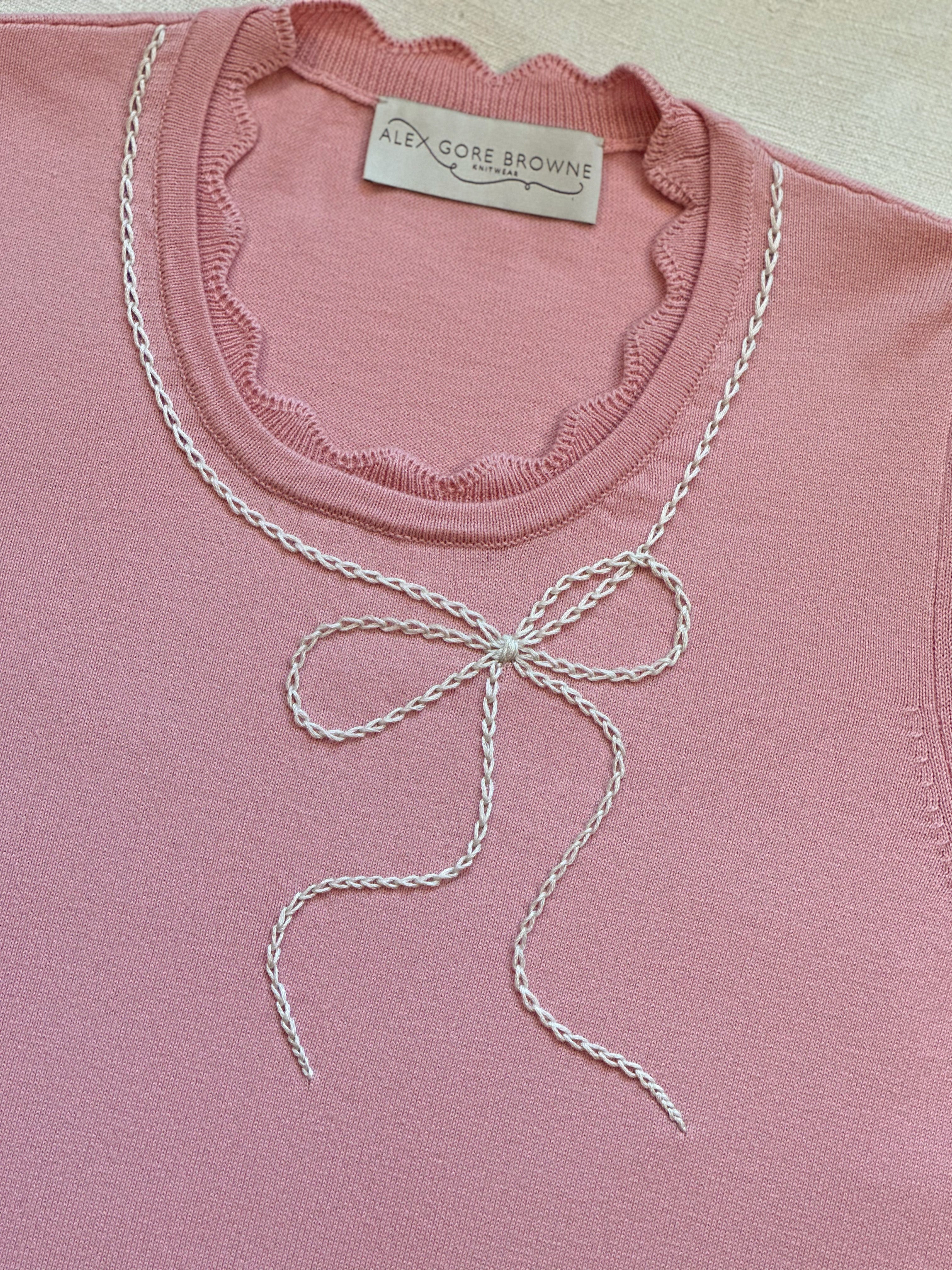 Cotton Sweater With Shoe Lace Bow