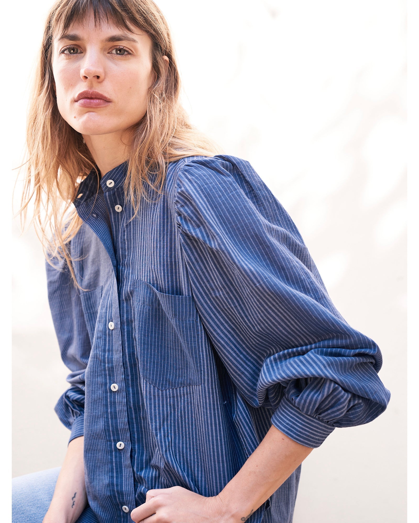 ingrid blouse | indigo stripe