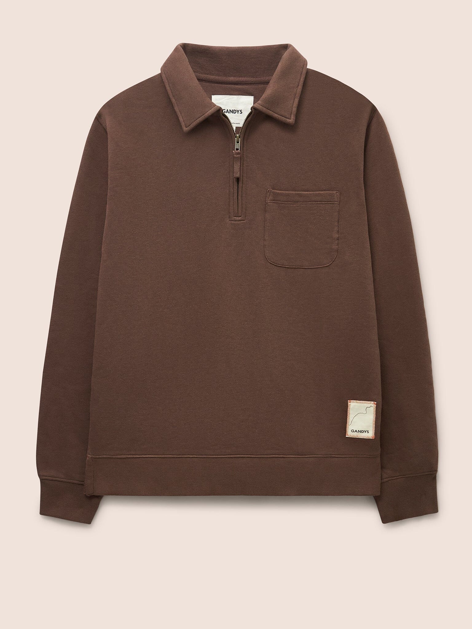 Java Organic Cotton 1/4 Zip Sweater in Brown