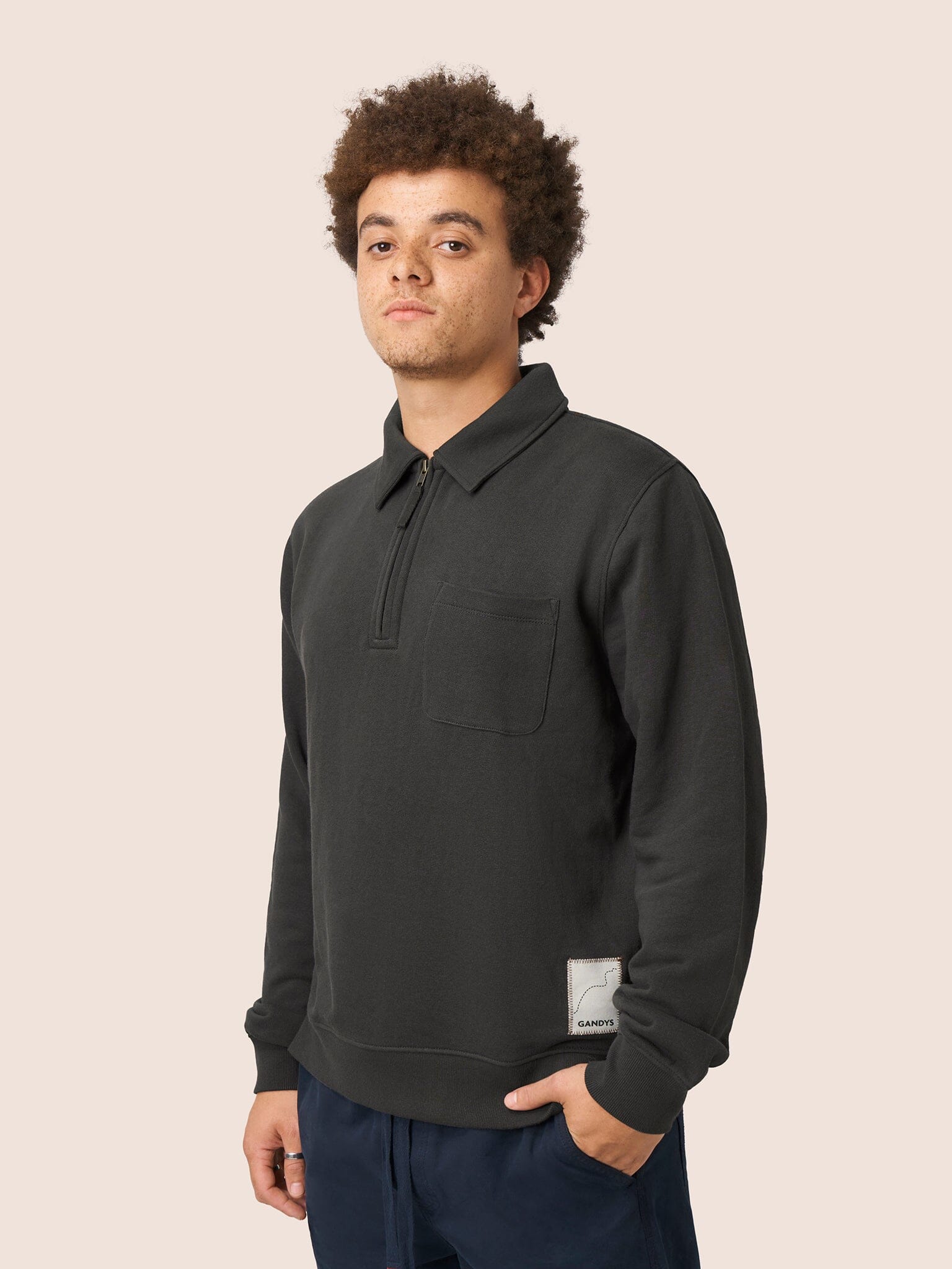 Java Organic Cotton 1/4 Zip Sweater in Charcoal