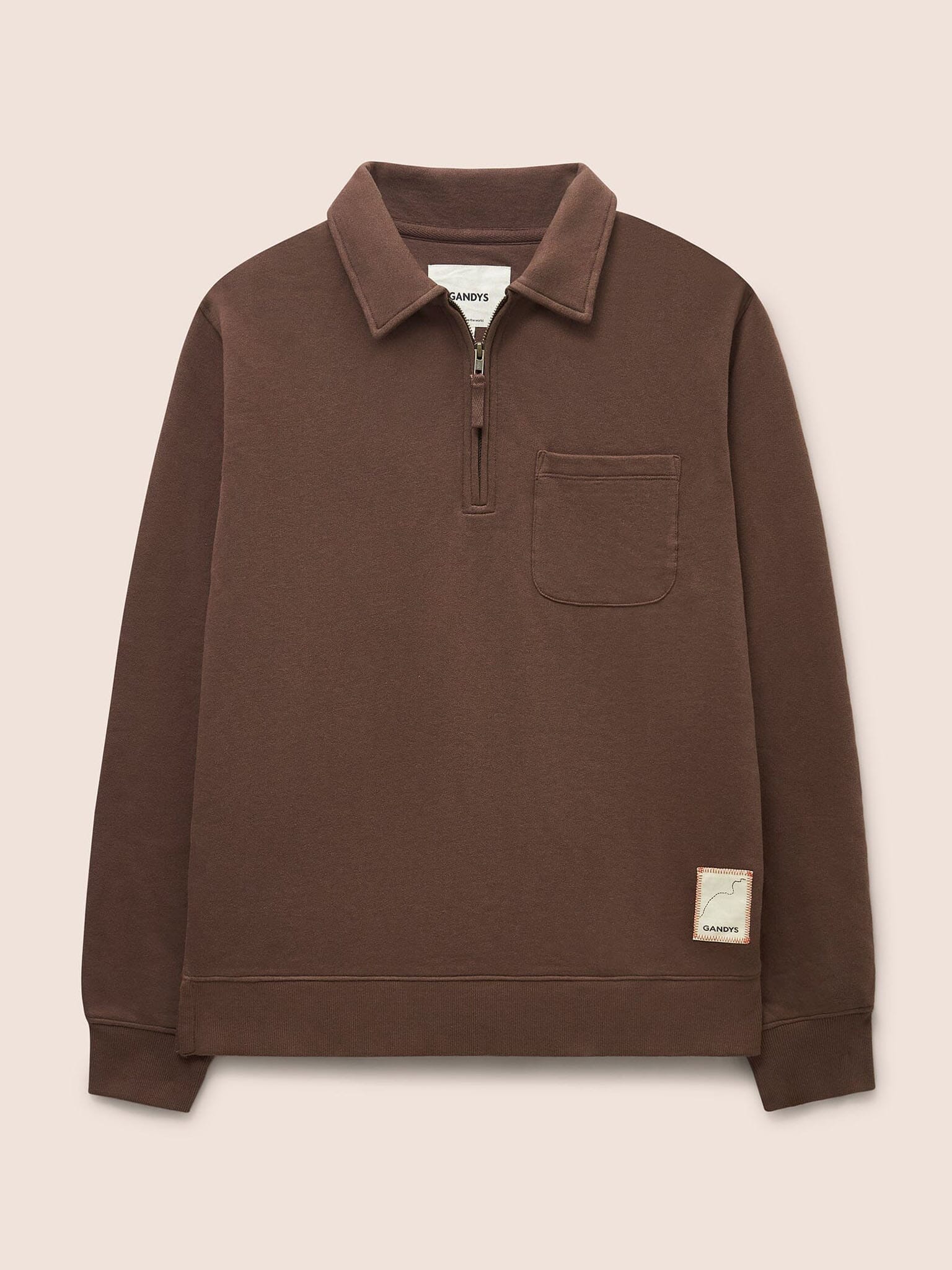 Java Organic Cotton 1/4 Zip Sweater in Brown