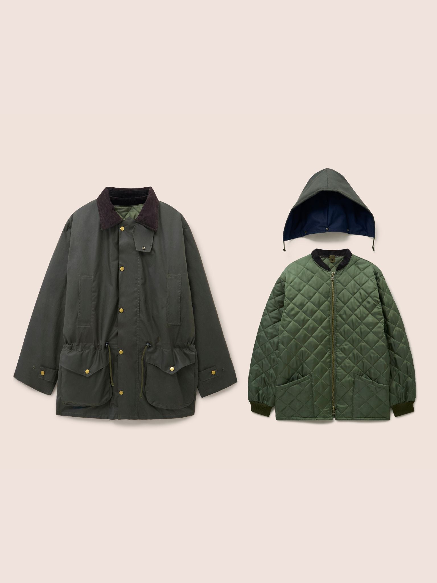 Leighton Waxed Cotton 4 in 1 Coat in Dark Olive