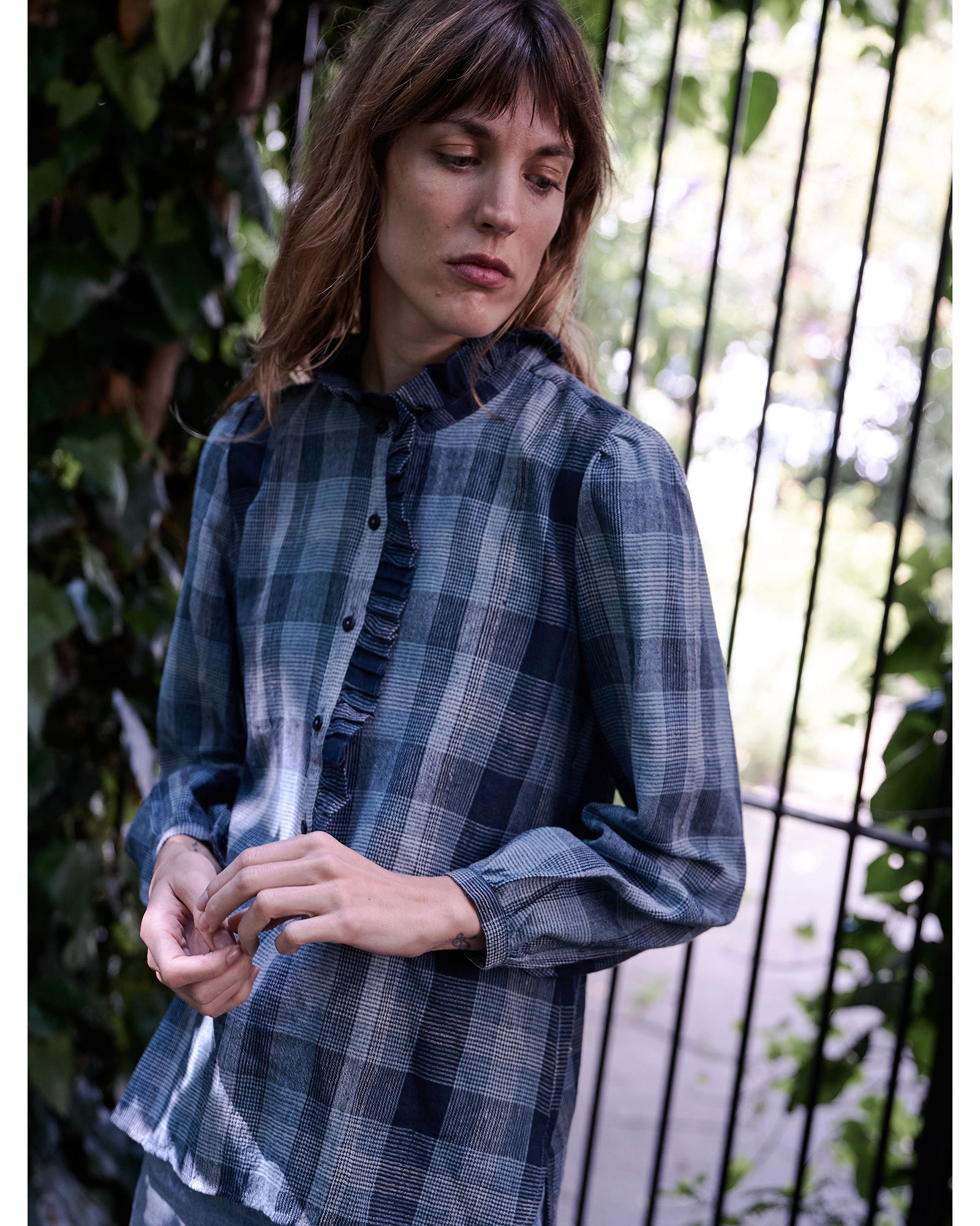 lina blouse | indigo check