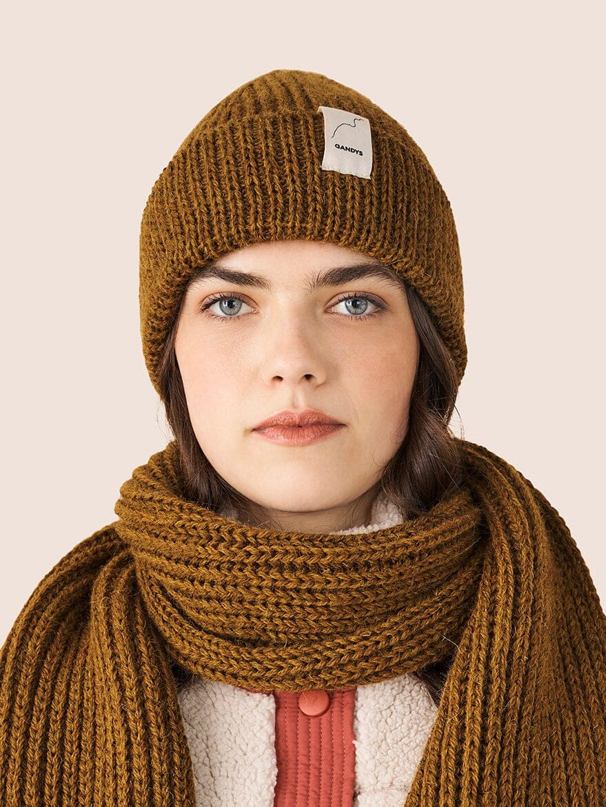 Lomond Made in England Wool Beanie in Harvest Green