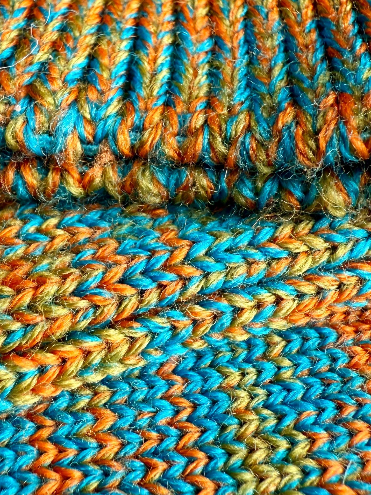 Clayton Made in England Wool Socks in Orange/Turquoise Mix