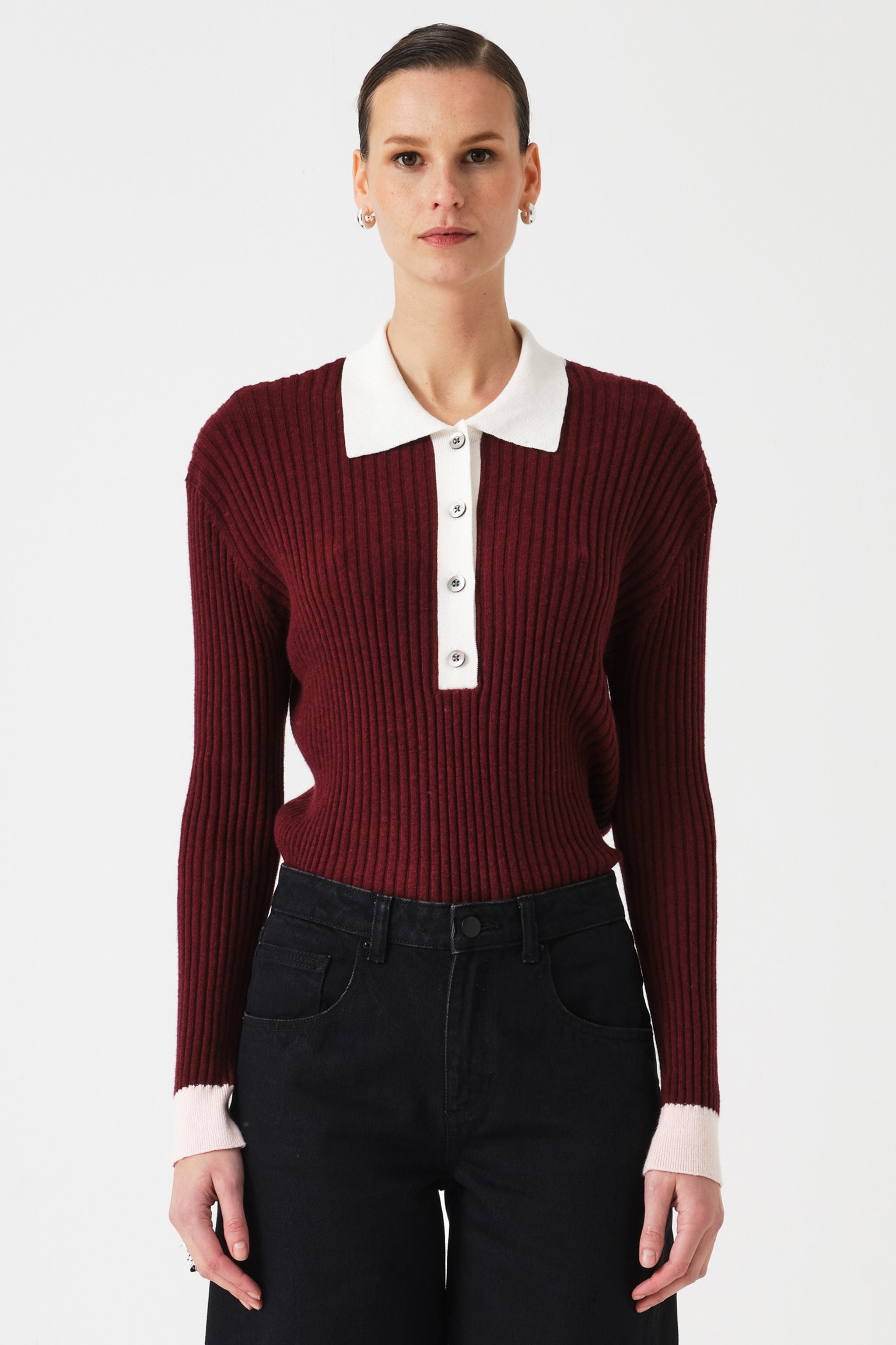 Maude Cashmere Polo in Mulberry