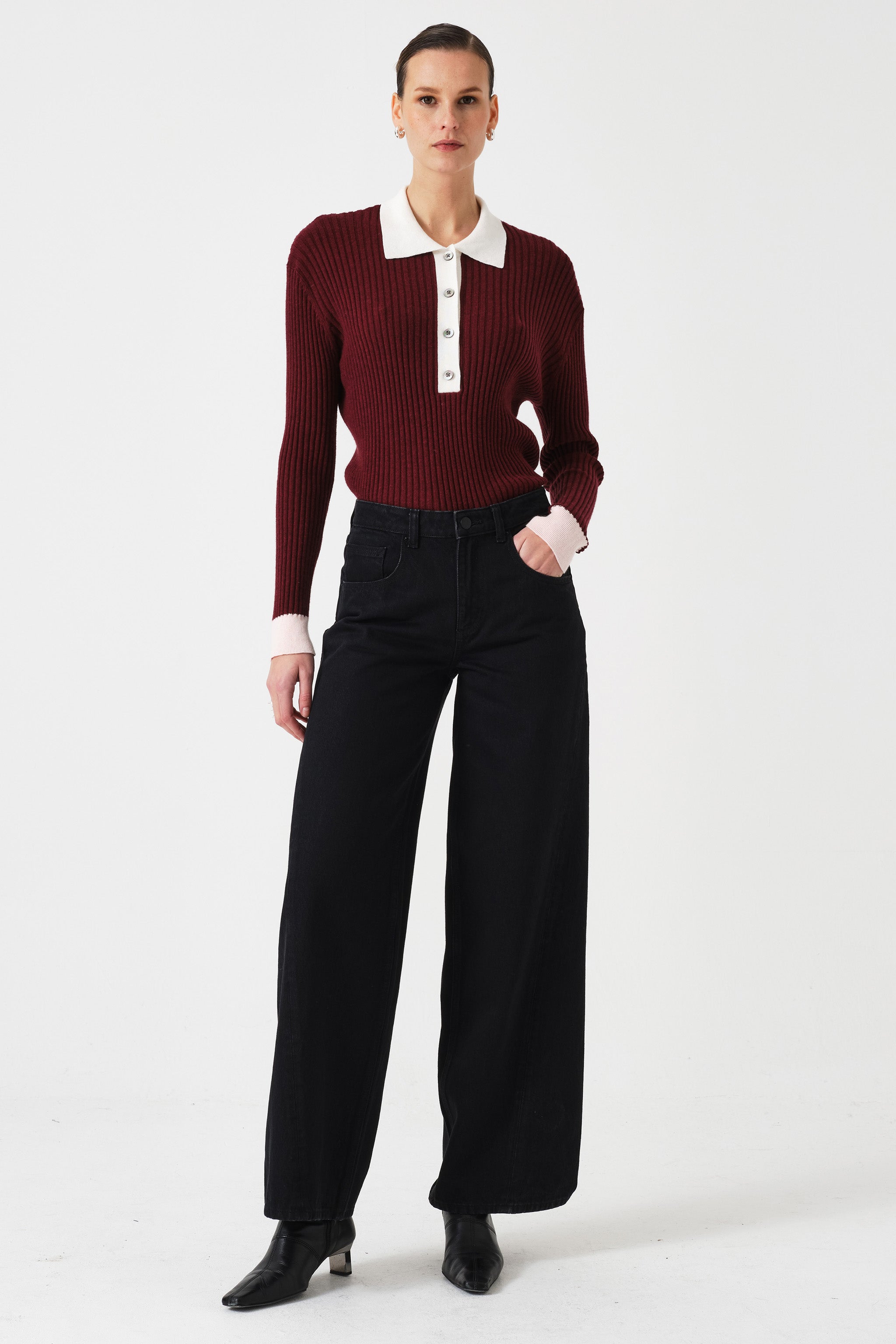 Maude Cashmere Polo in Mulberry