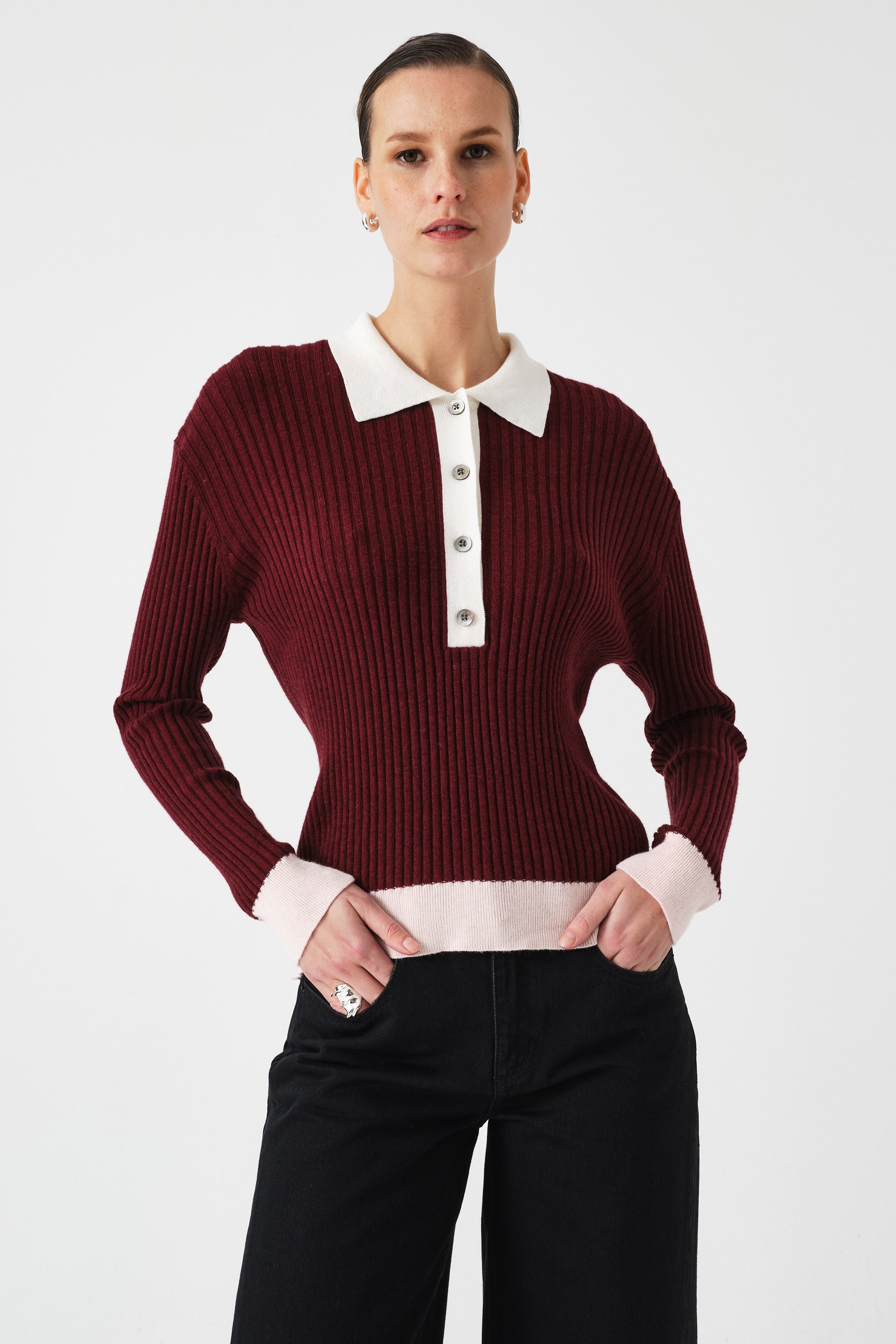 Maude Cashmere Polo in Mulberry