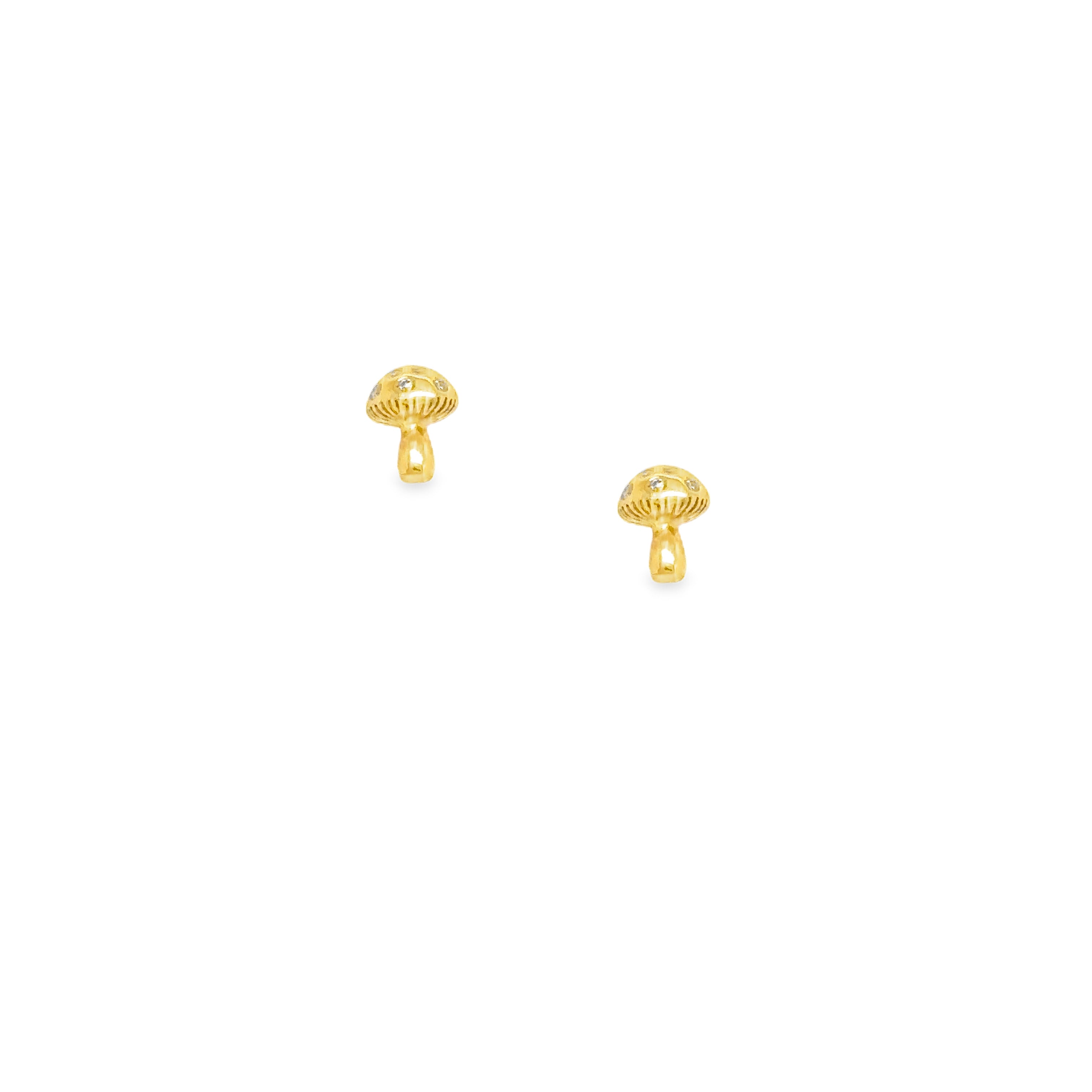Gold Mushroom Stud Earrings
