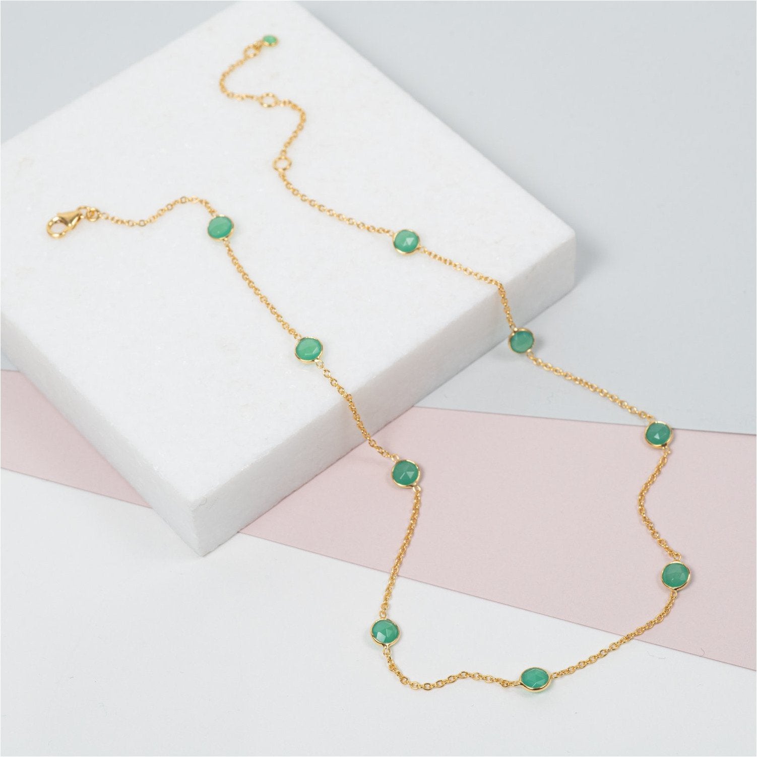 Antibes Chrysoprase and Gold Vermeil Necklace