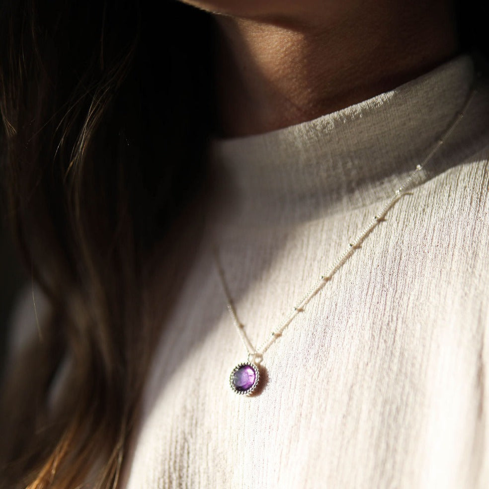 Barcelona Silver Birthstone Necklace