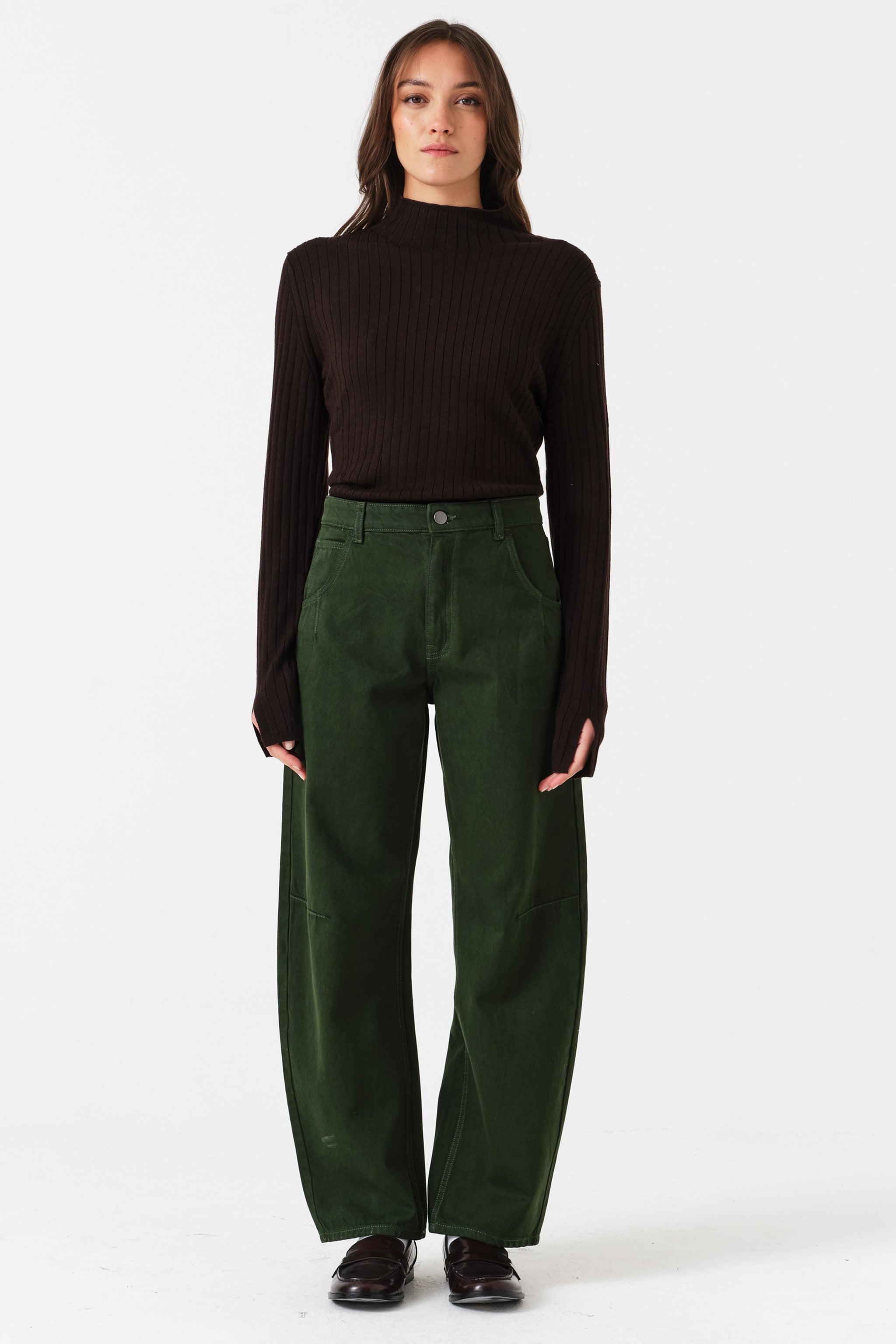 Nina Barrel Leg Jean in Dark Pine